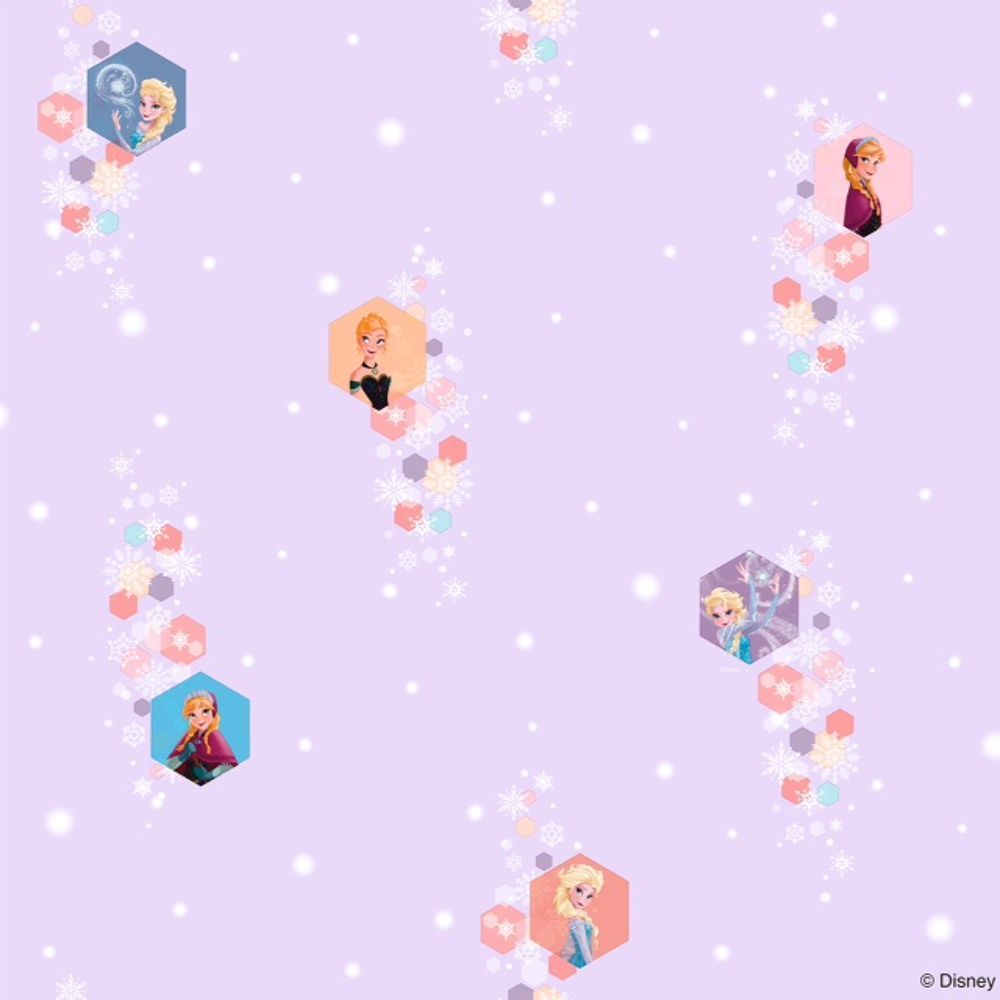 Disney Frozen wallpaper with Anna and Elsa in hexagons on a purple background - Disney