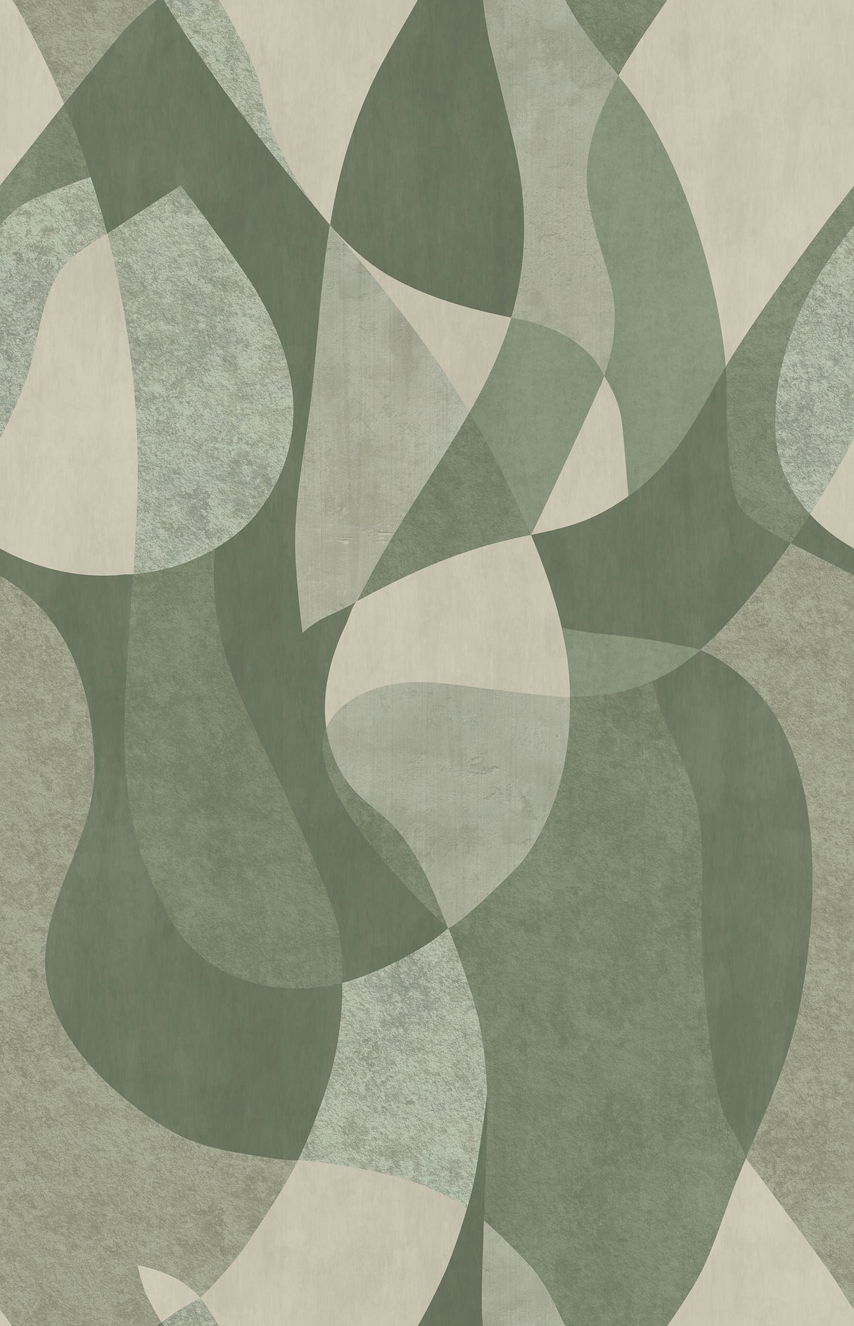 Sage Green Modern Abstract Shapes Wallpaper