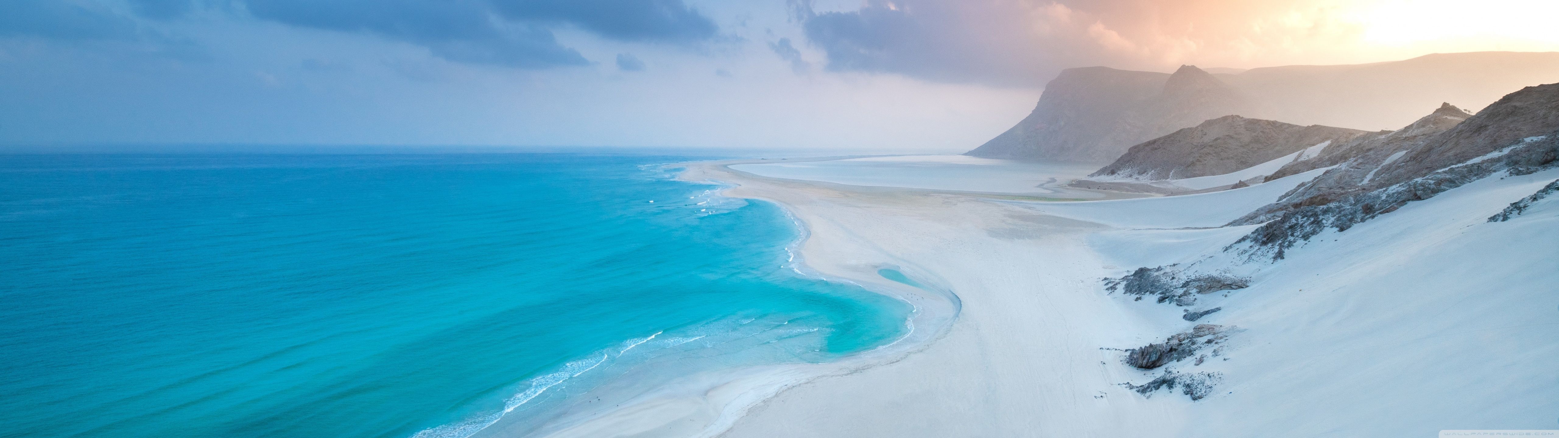 Beautiful Wild Beach, Blue Sea, White Sand, Nature, Travel 4K UHD Wallpaper for UltraHD Desktop and TV : Widescreen and UltraWide Display : Dual Monitor