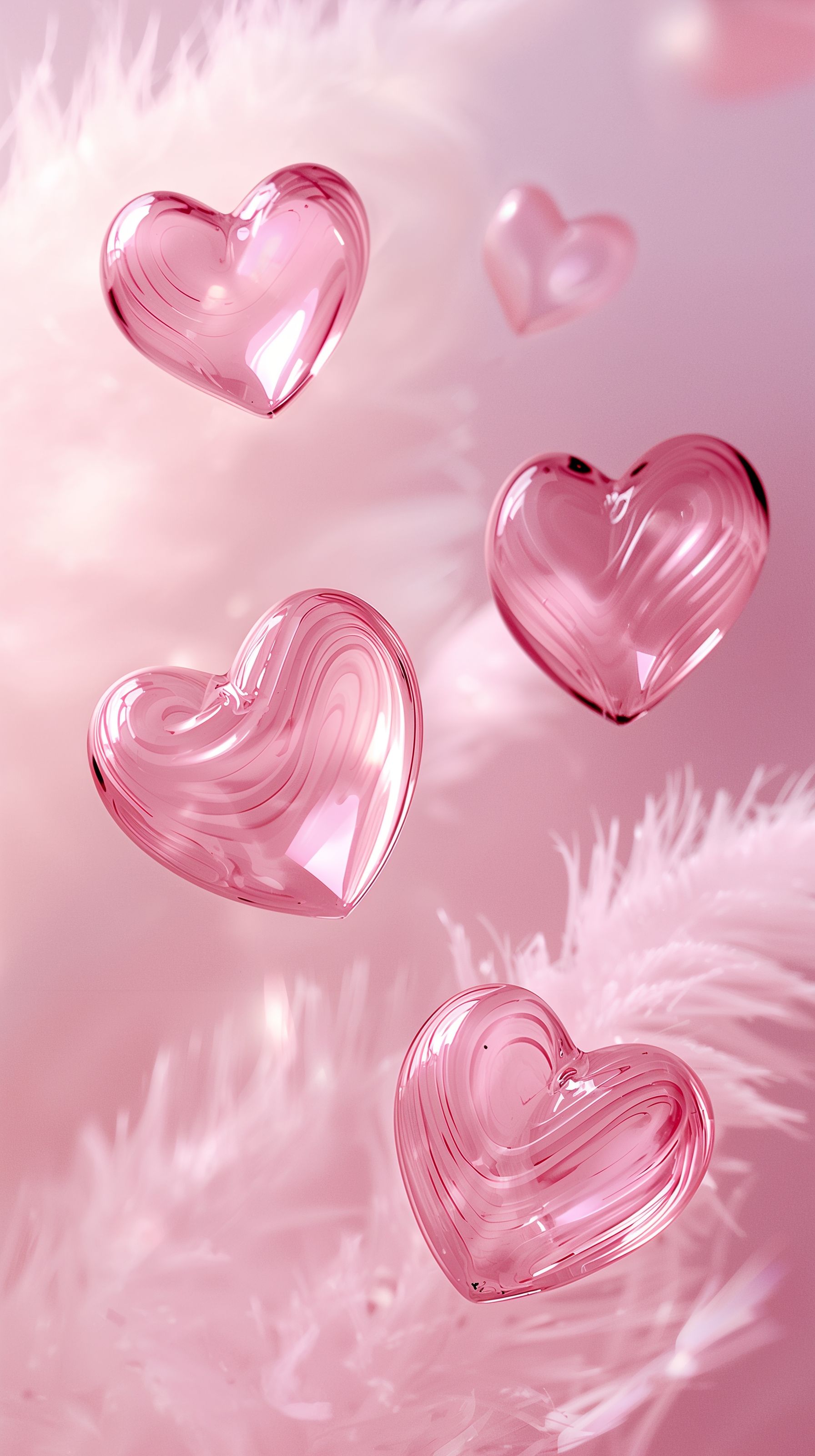 Cute Pink Heart Aesthetic Wallpaper for Phone