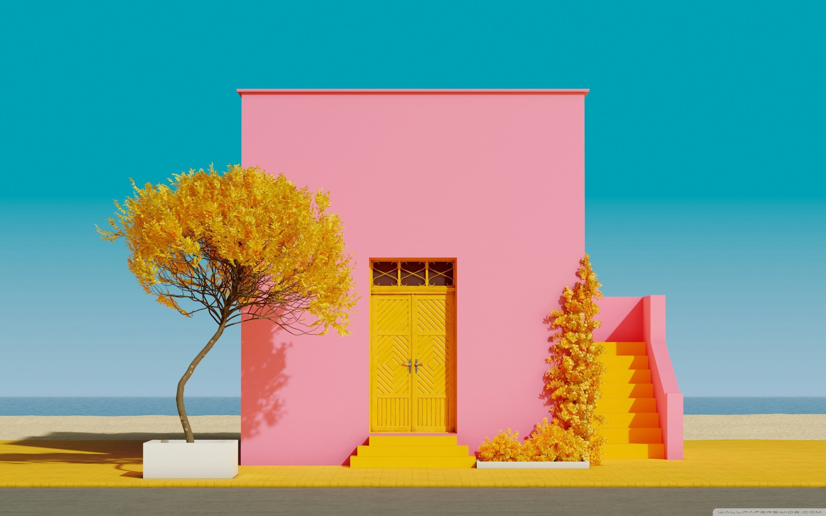 Pink Minimalist House Aesthetic 4K UHD Wallpaper for UltraHD Desktop and TV : Widescreen and UltraWide Display