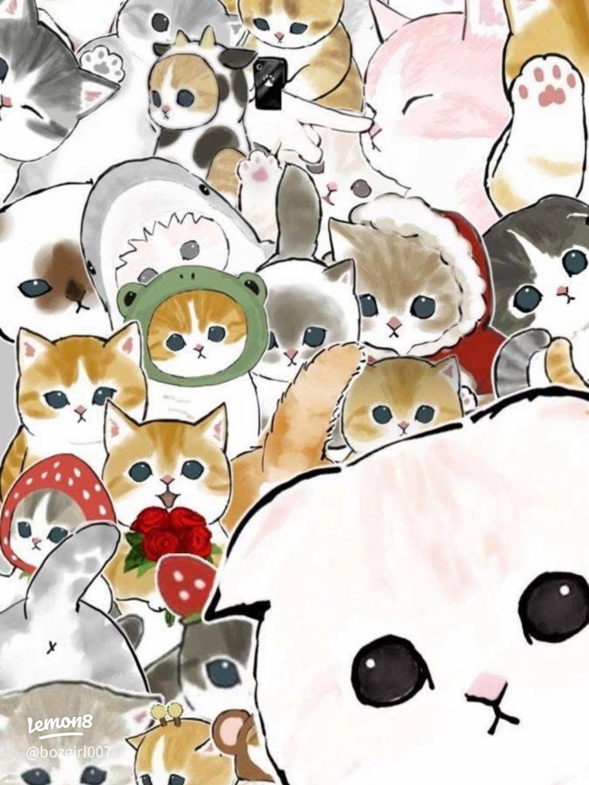 Cute Cat Wallpaper for Phone & iPad: Kawaii, Aesthetic Collages, Funny Memes (HD)
