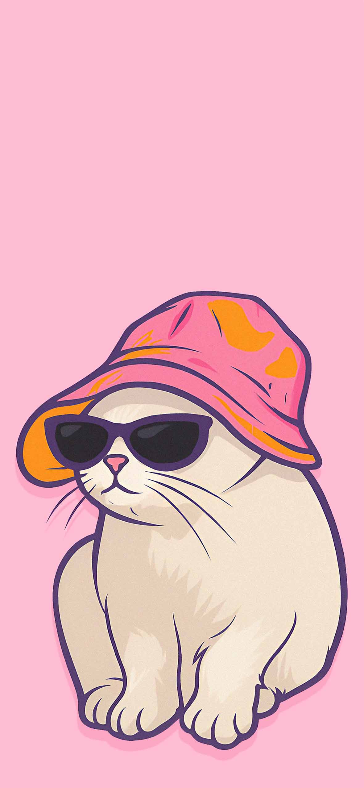 Cute Bucket Hat Cat Wallpaper Pink Wallpaper for iPhone