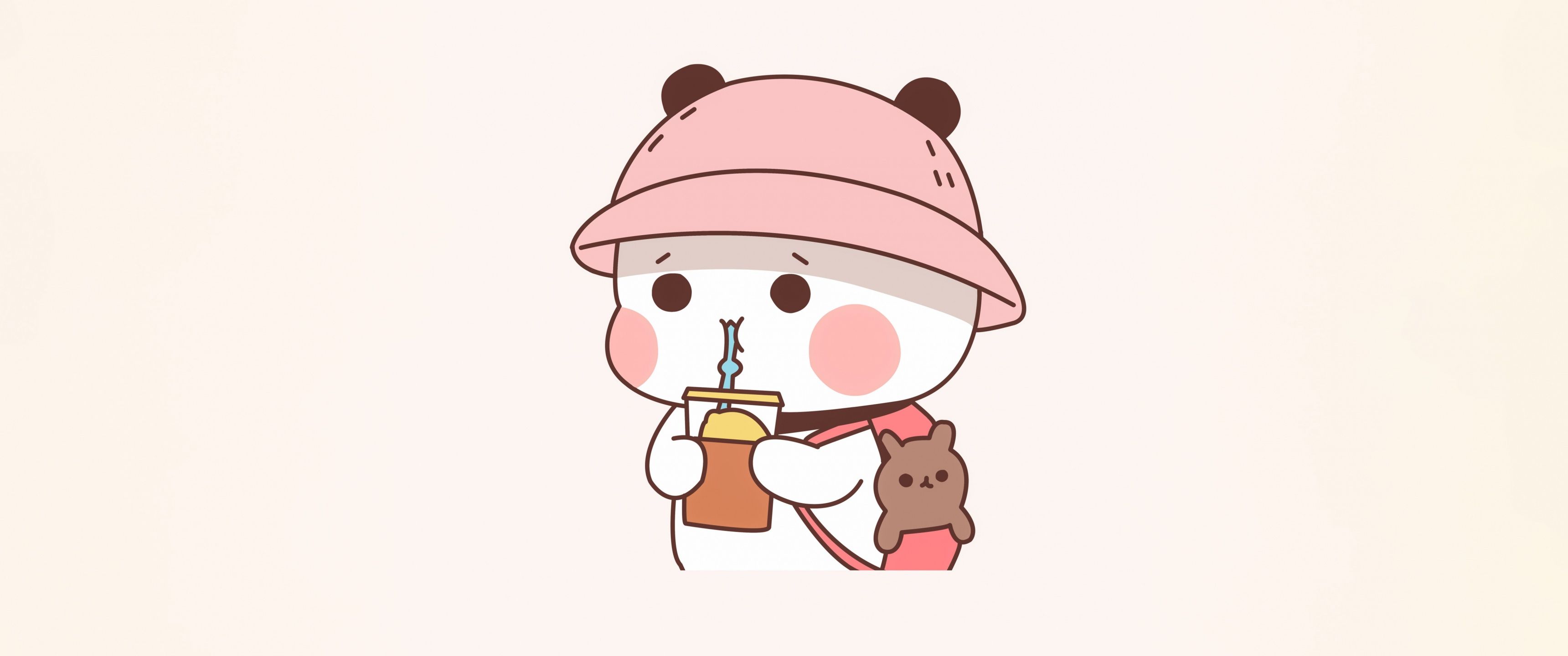Peach cat Wallpaper 4K, Kawaii cat, 5K, Adorable, Cartoon