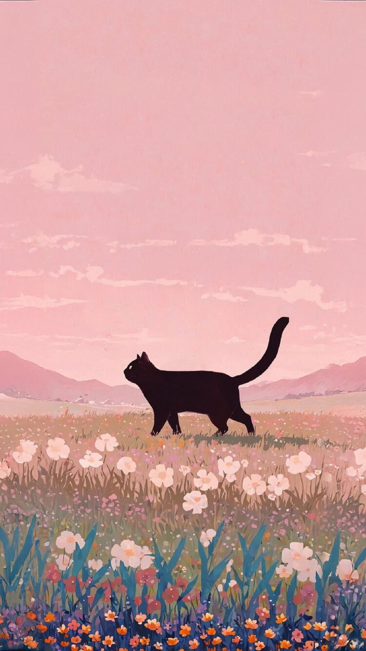 Cute Black Cat Flowers