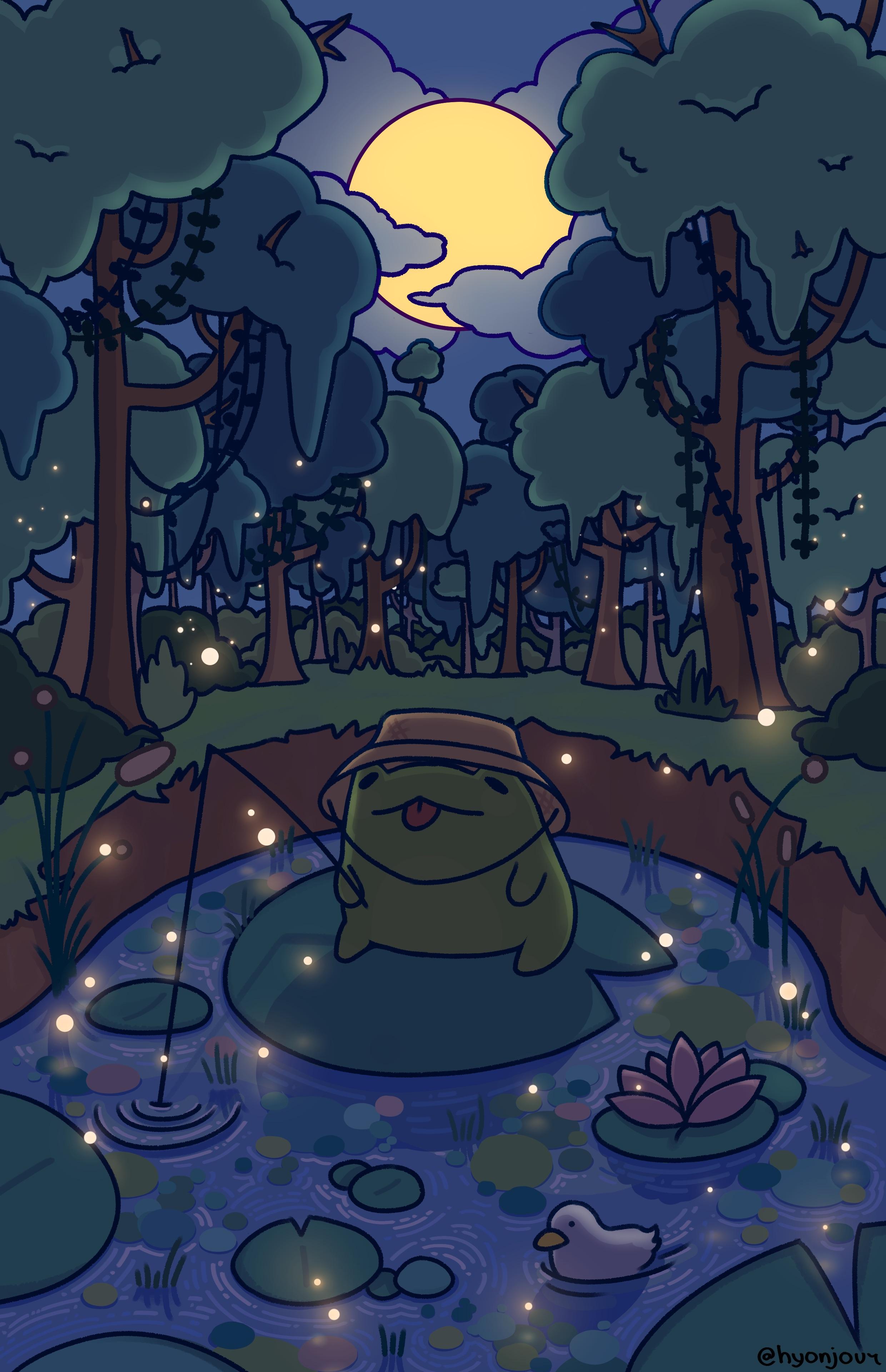 wallpaper frog! client who commissioned this says it's okay to be shared with people ^^