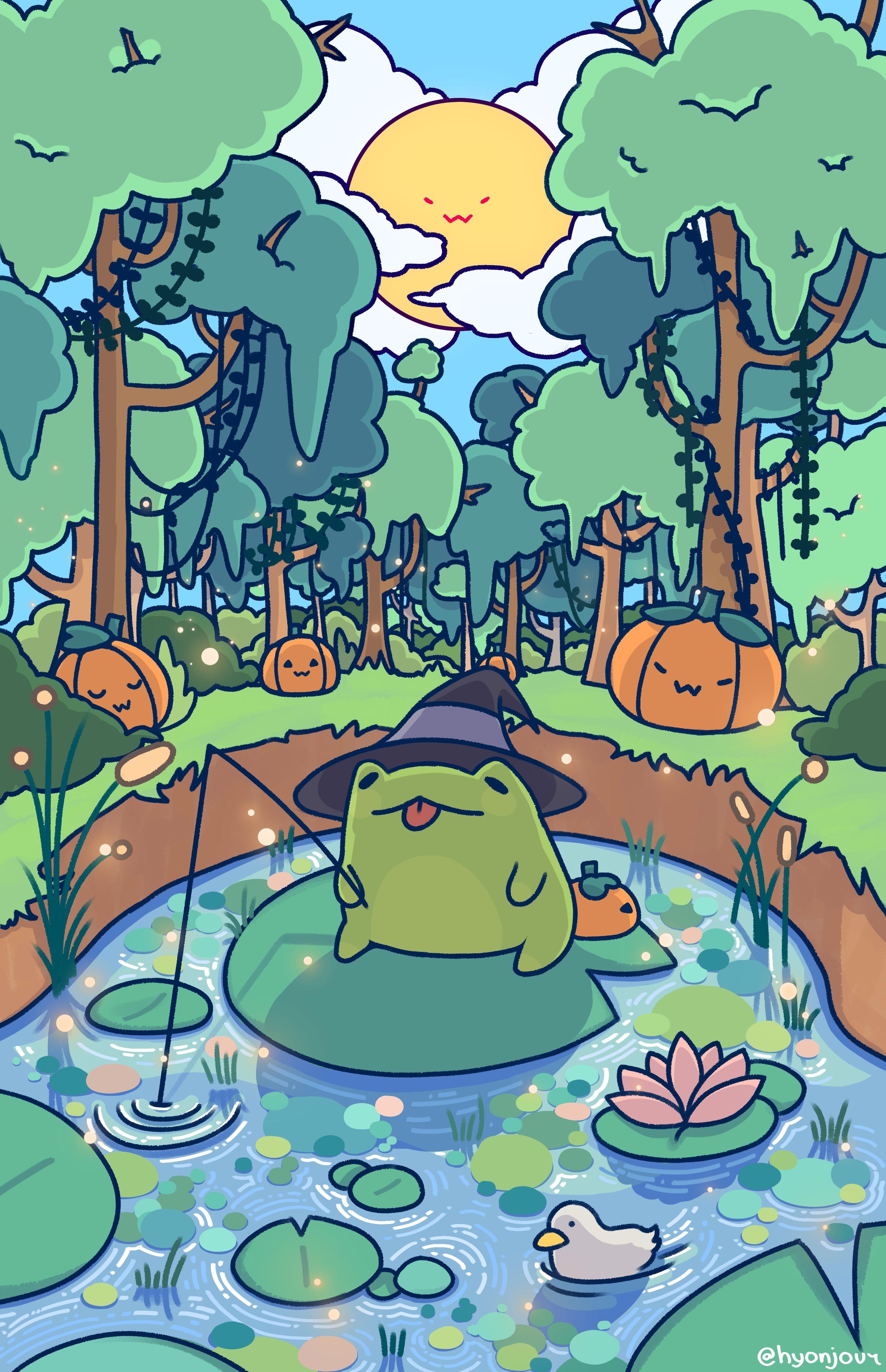 wallpaper frog! client who commissioned this says it's okay to be shared with people ^^