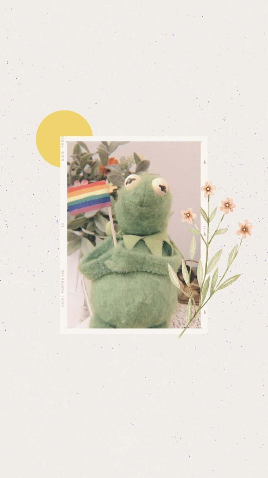 Download Delightful Aesthetic Frog on a Leaf Wallpaper