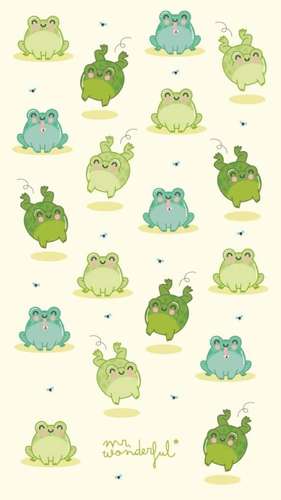 Download Caption: Vibrant Green Aesthetic Frog Posing on a Leaf Wallpaper