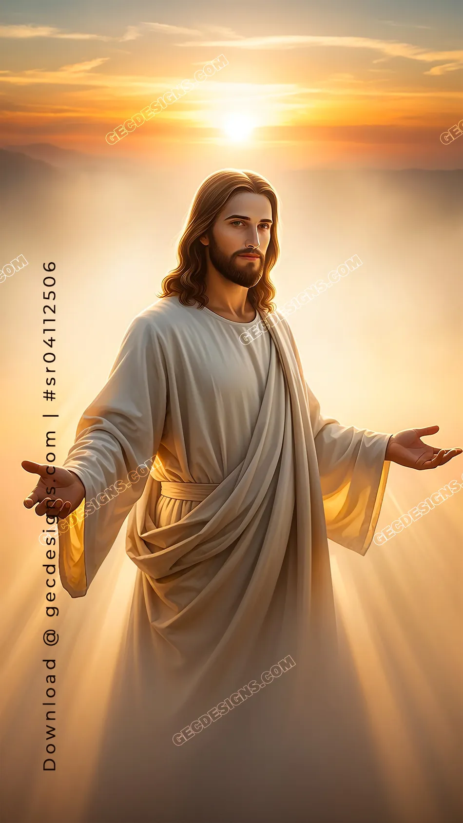 Jesus Christ iPhone Wallpaper with Golden Sunrise and Peaceful Divine Light: Free & Premium Creative Assets