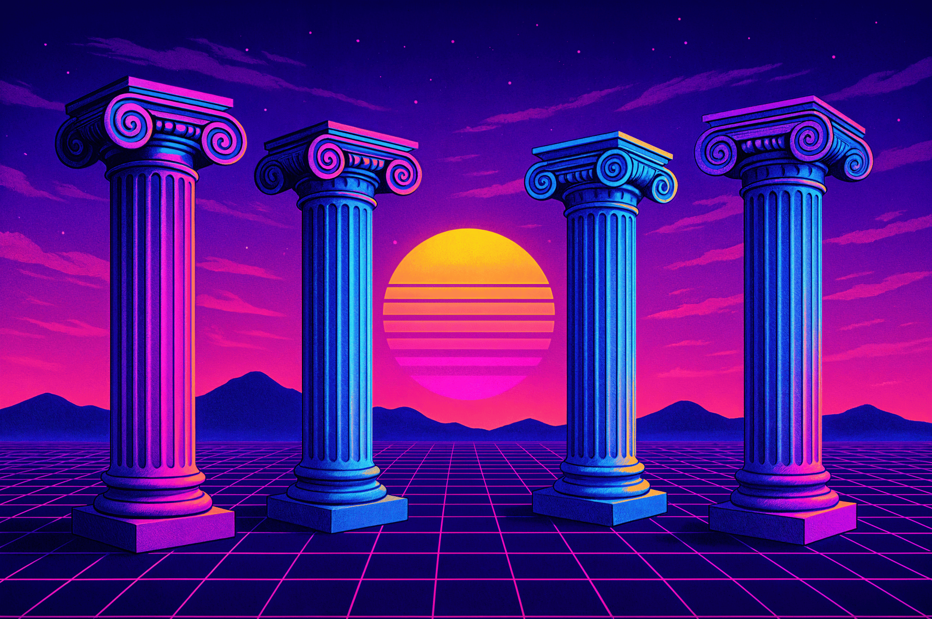 Neon Ionic Columns