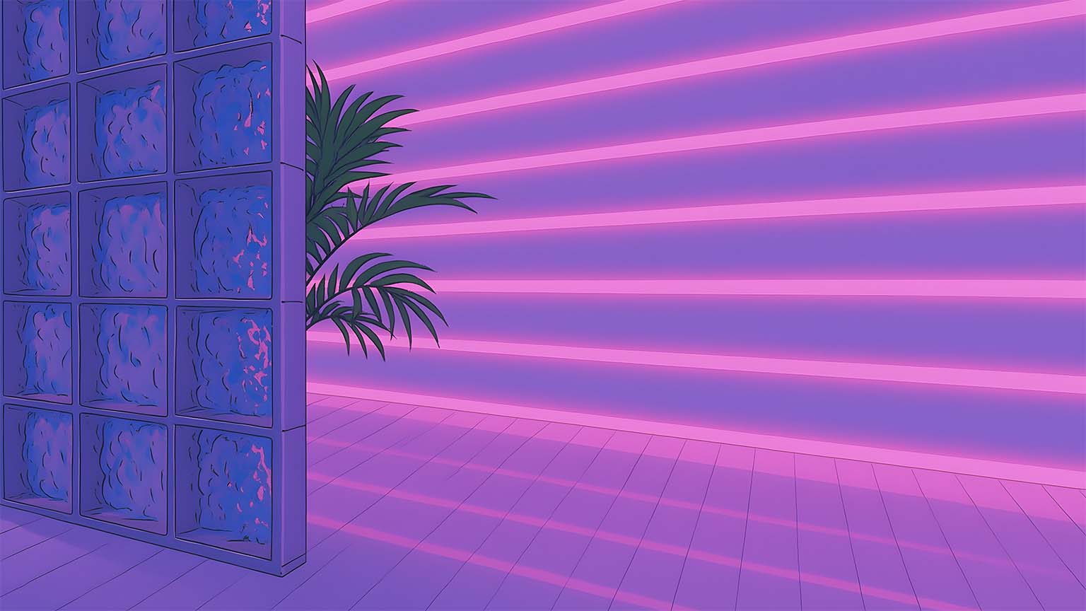 Vaporwave Neon Room Aesthetic Desktop Wallpaper