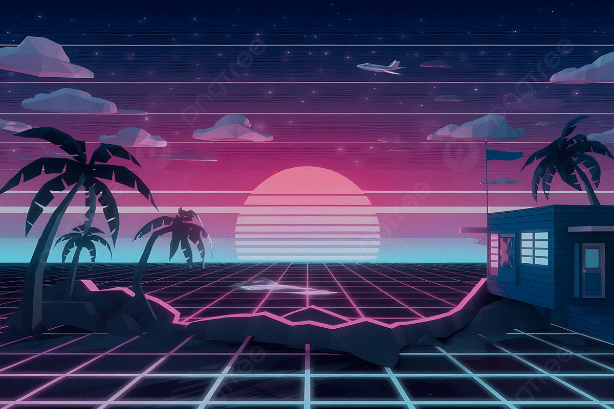 Tropical Vaporwave Aesthetic With Vibrant Pink And Purple Sky, Retro Synthwave, Tropical Vaporwave, Neon Sunset Background Image And Wallpaper for Free Download