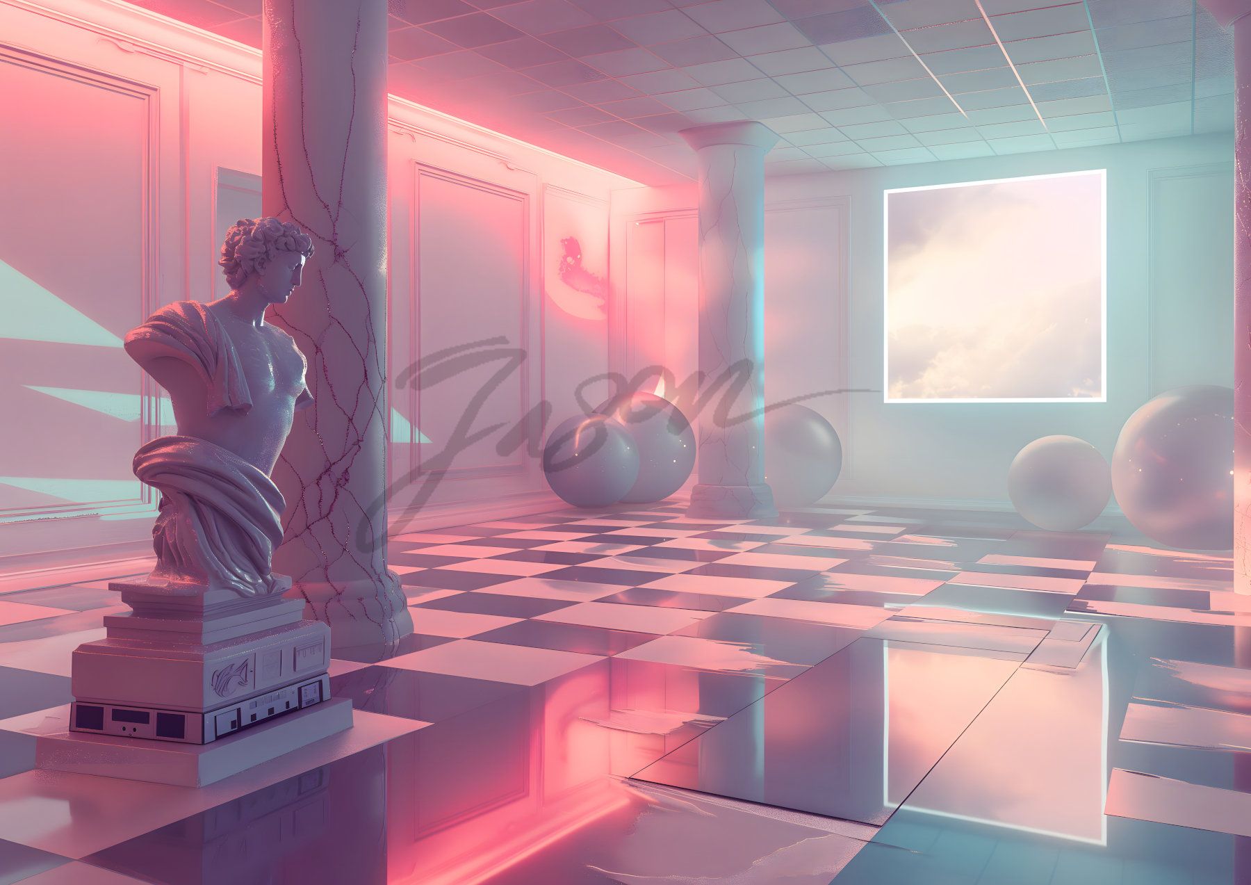 Surreal Vaporwave Art: Desktop Wallpaper, Tablet Wallpaper (digital Download)