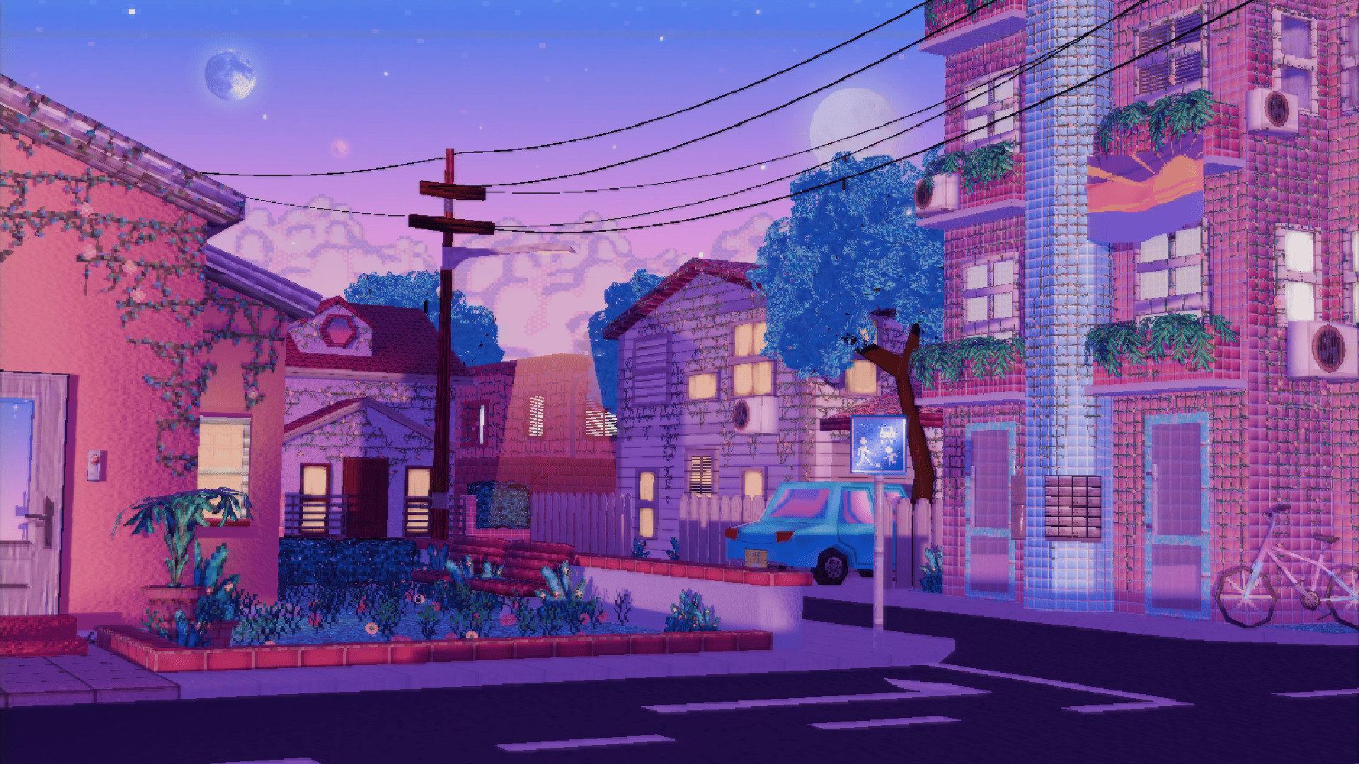 Pastel Vaporwave Like Neighborhood, [1920x1080]