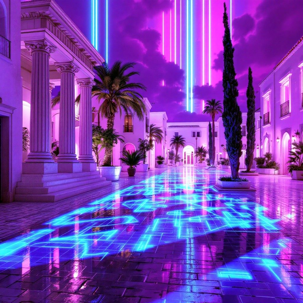 Download Neon Classical Paradise Image, Cyberpunk, Vaporwave