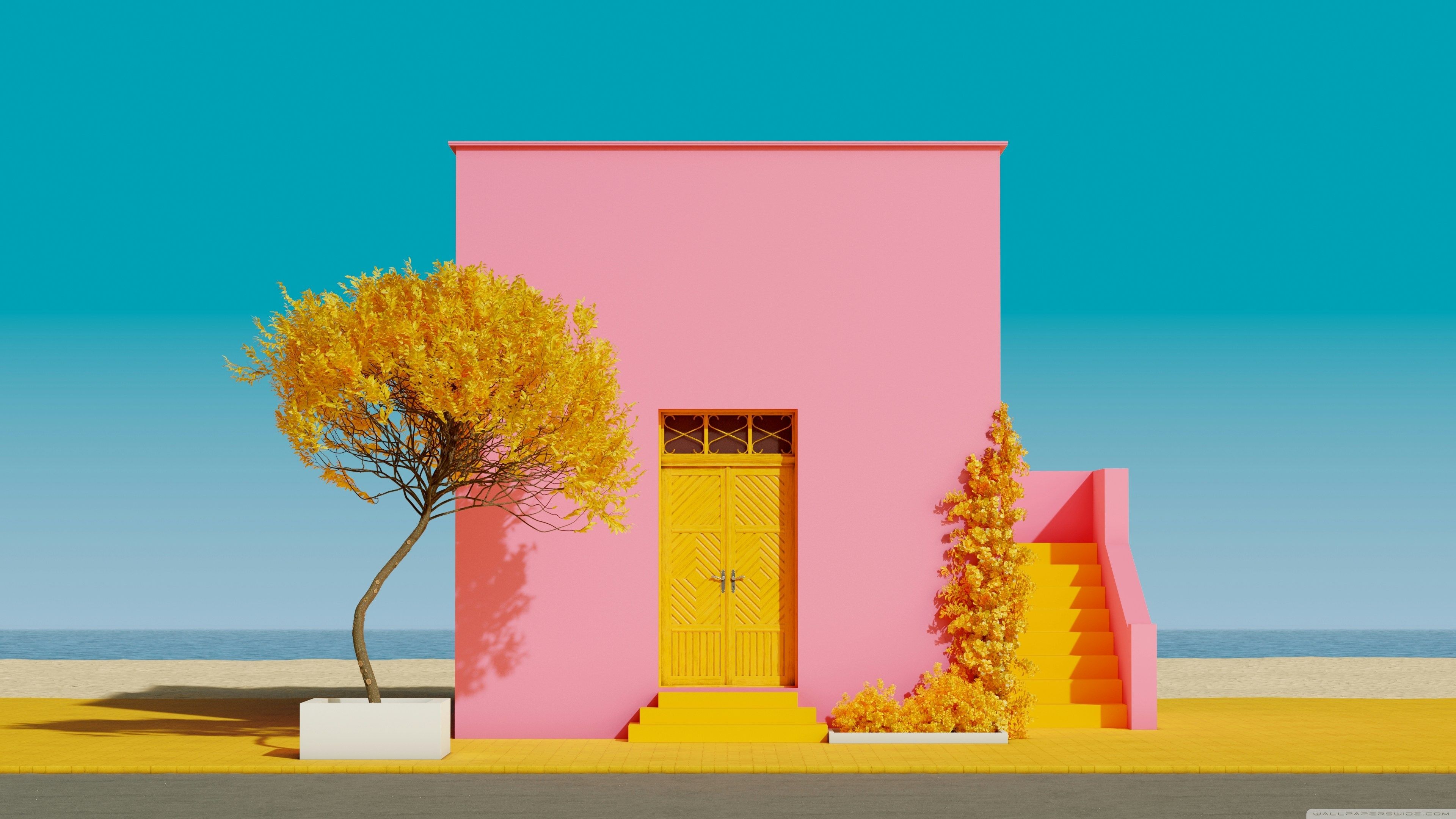 Pink Minimalist House Aesthetic 4K UHD Wallpaper for UltraHD Desktop and TV : Widescreen and UltraWide Display