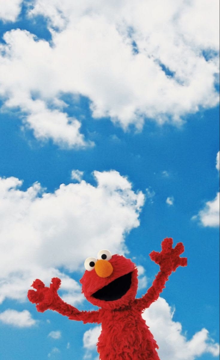 Elmo aesthetic wallpaper with clouds. Silly elmo aesthetic, Wallpaper background elmo and kermit, The muppets