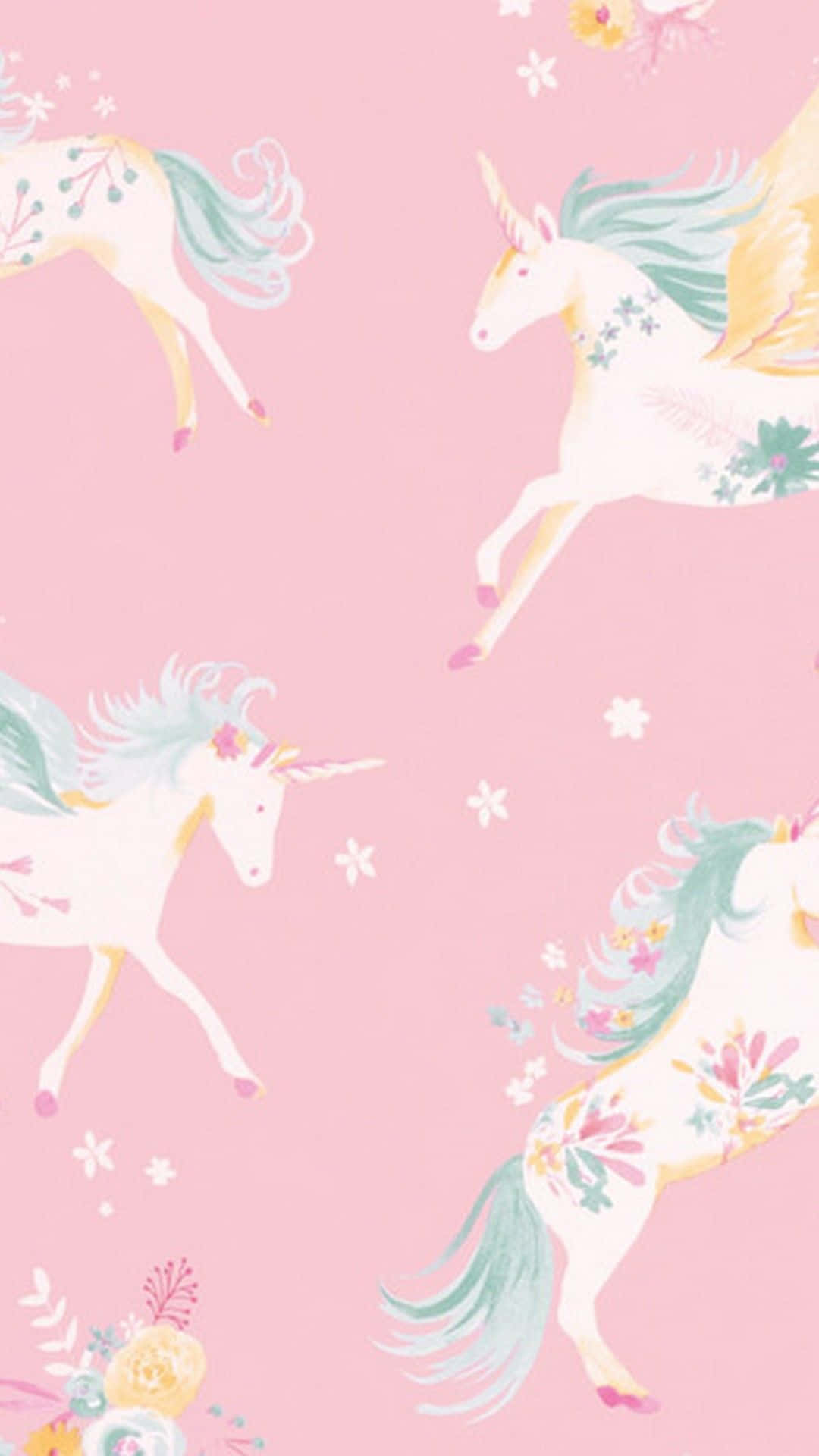 Pink wallpaper with unicorns, perfect for a girls bedroom - Unicorn