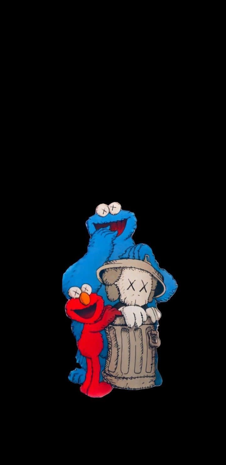 Download Kaws Styled Sesame Street Characters Wallpaper