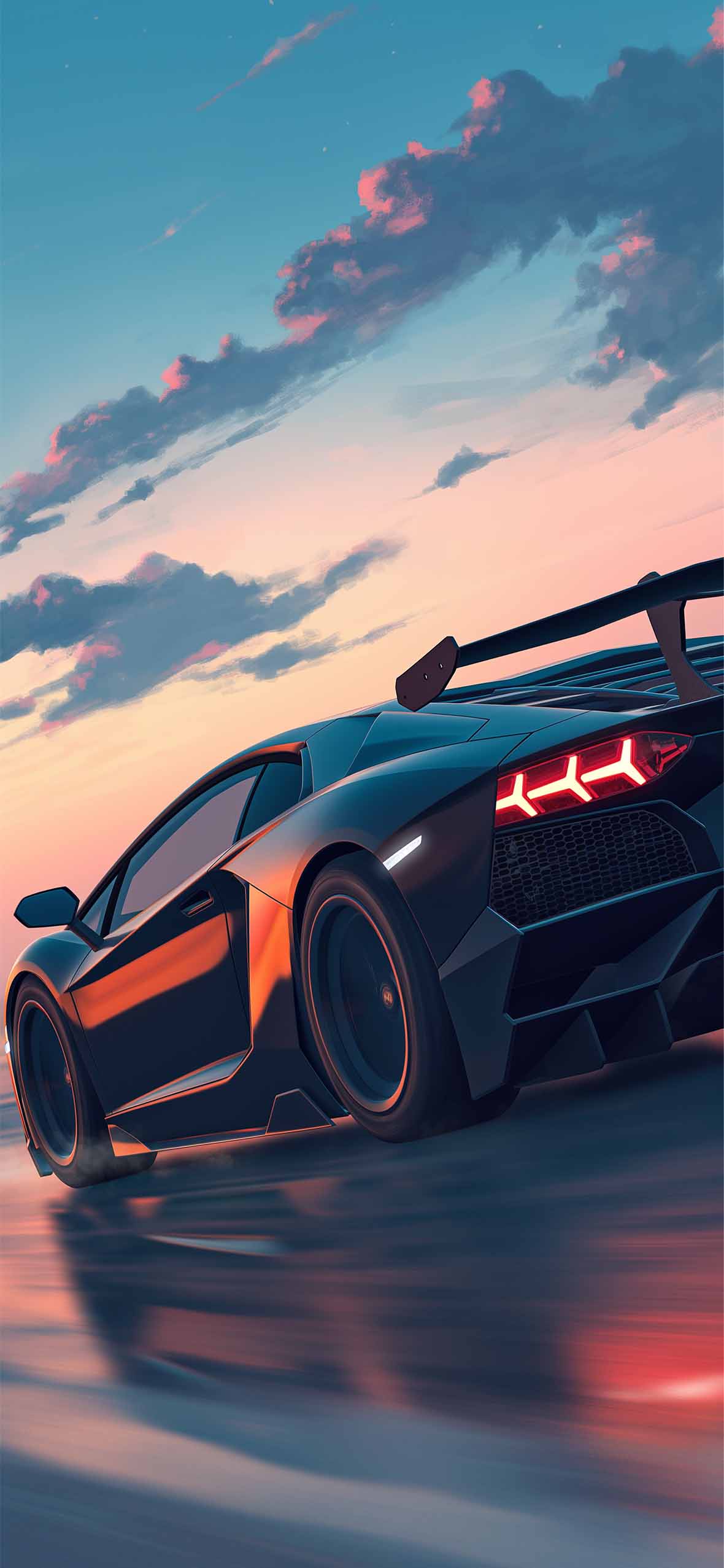 Lamborghini Drifting Sunset Road Wallpaper