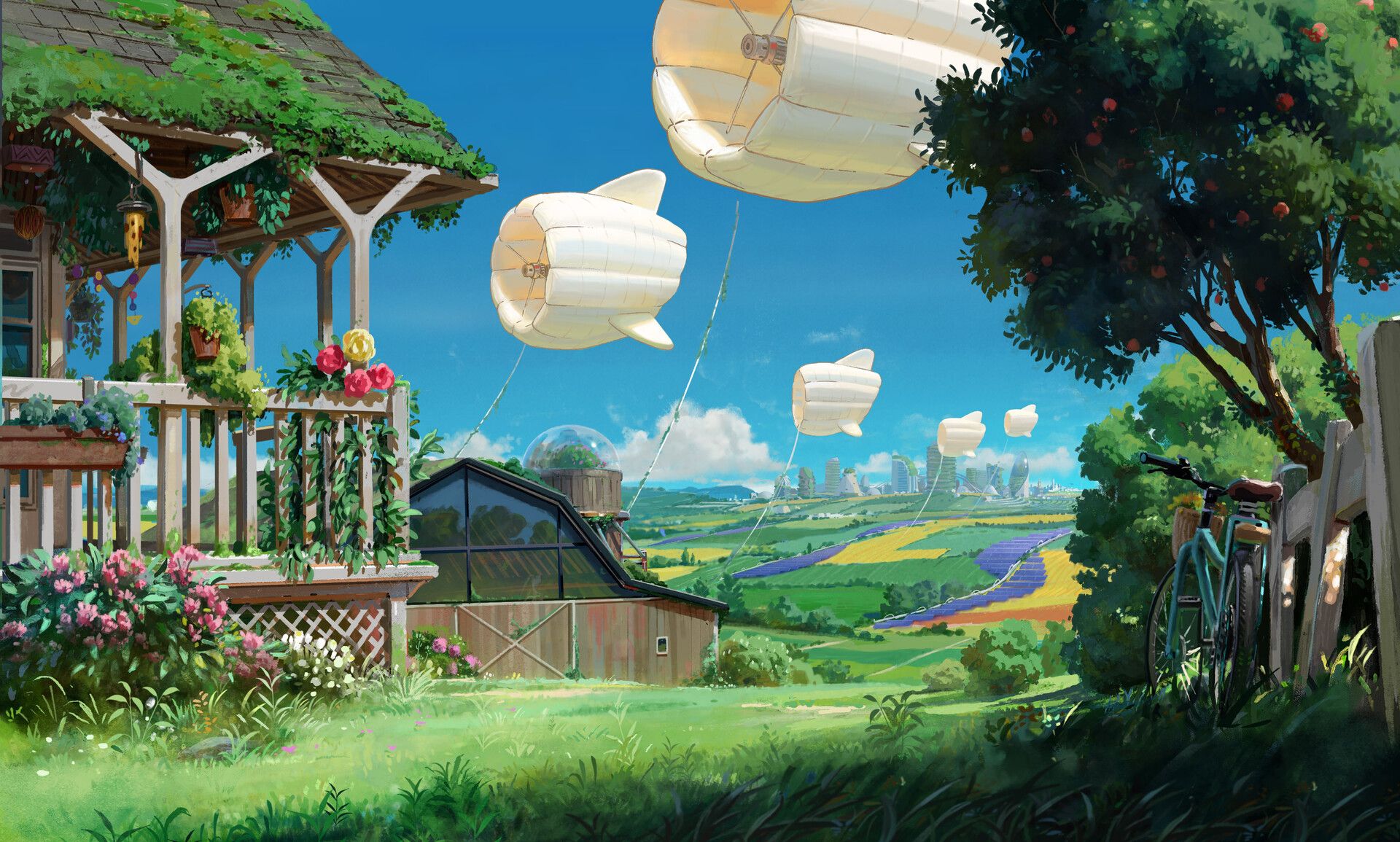 A collection of Solarpunk Wallpaper