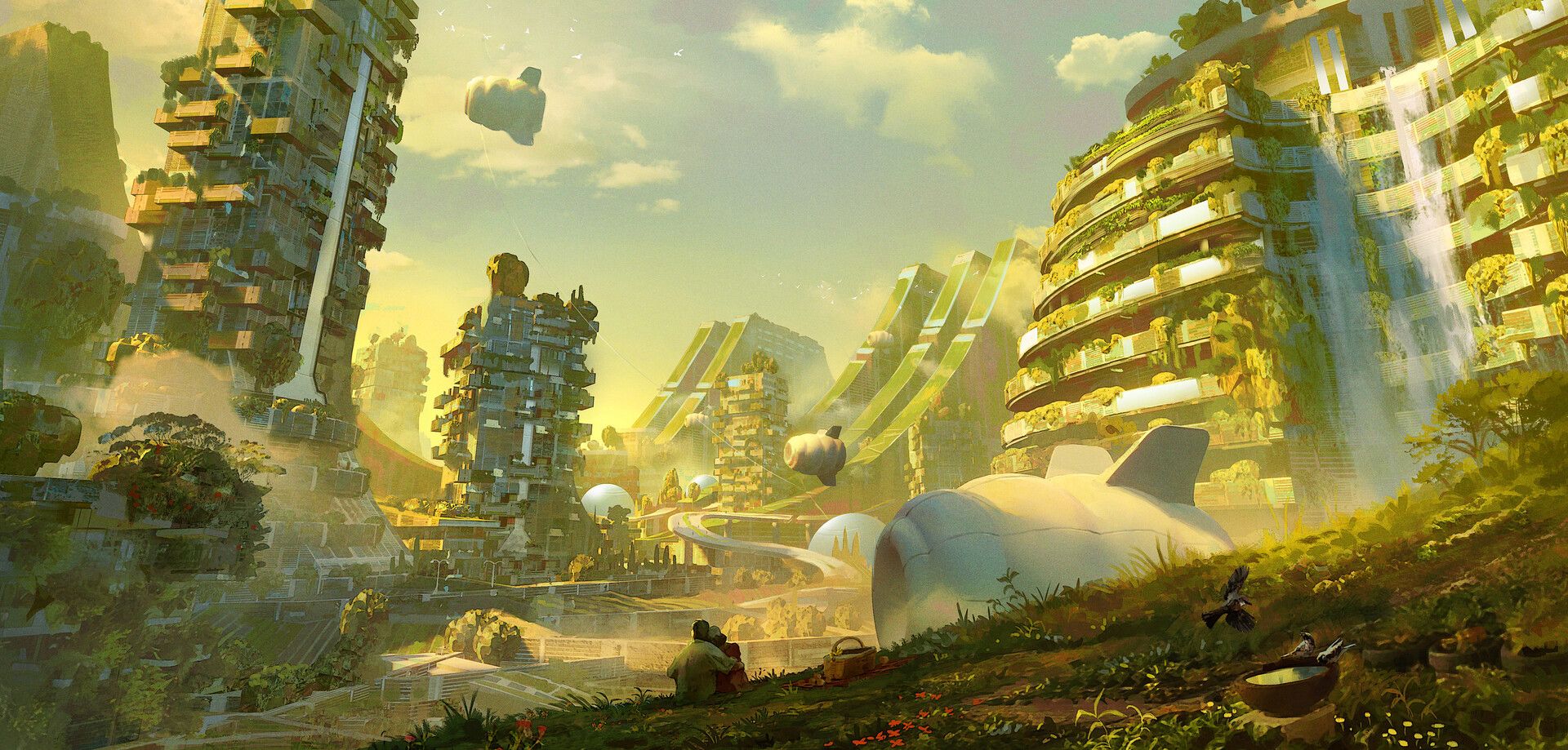 A collection of Solarpunk Wallpaper