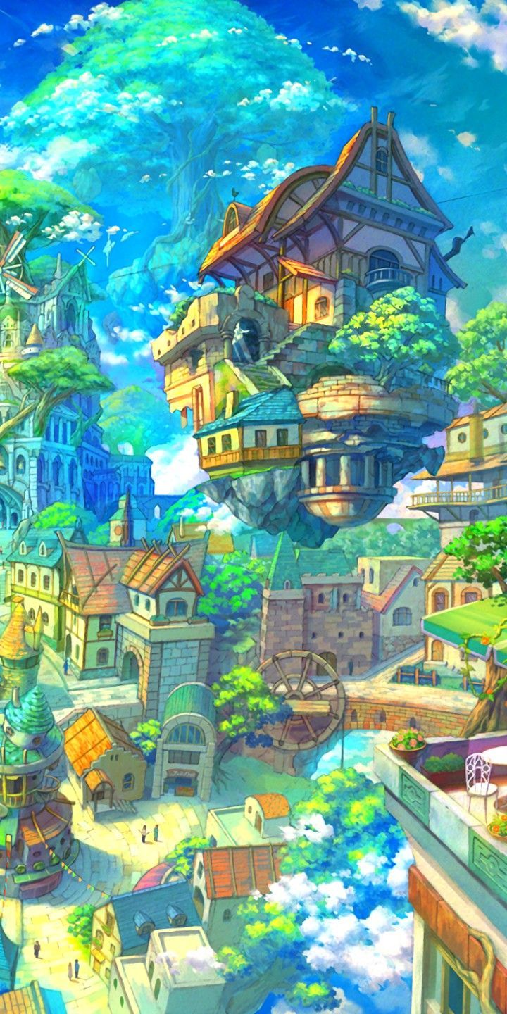 Anime Cityscape Wallpaper. Solarpunk background, Solarpunk aesthetic wallpaper, Solarpunk city wallpaper
