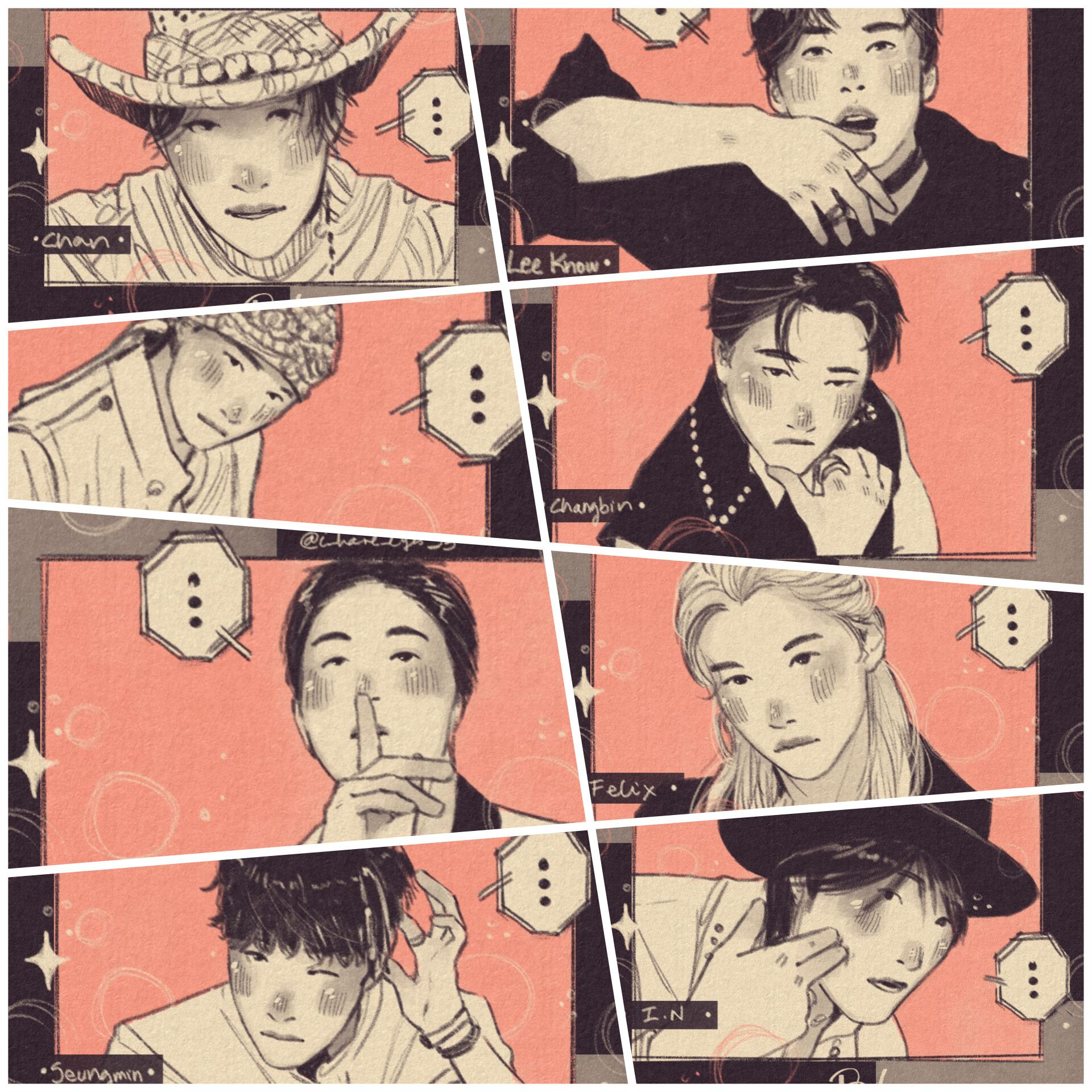 Stray Kids fanart Ot8 Bleep Wallpaper