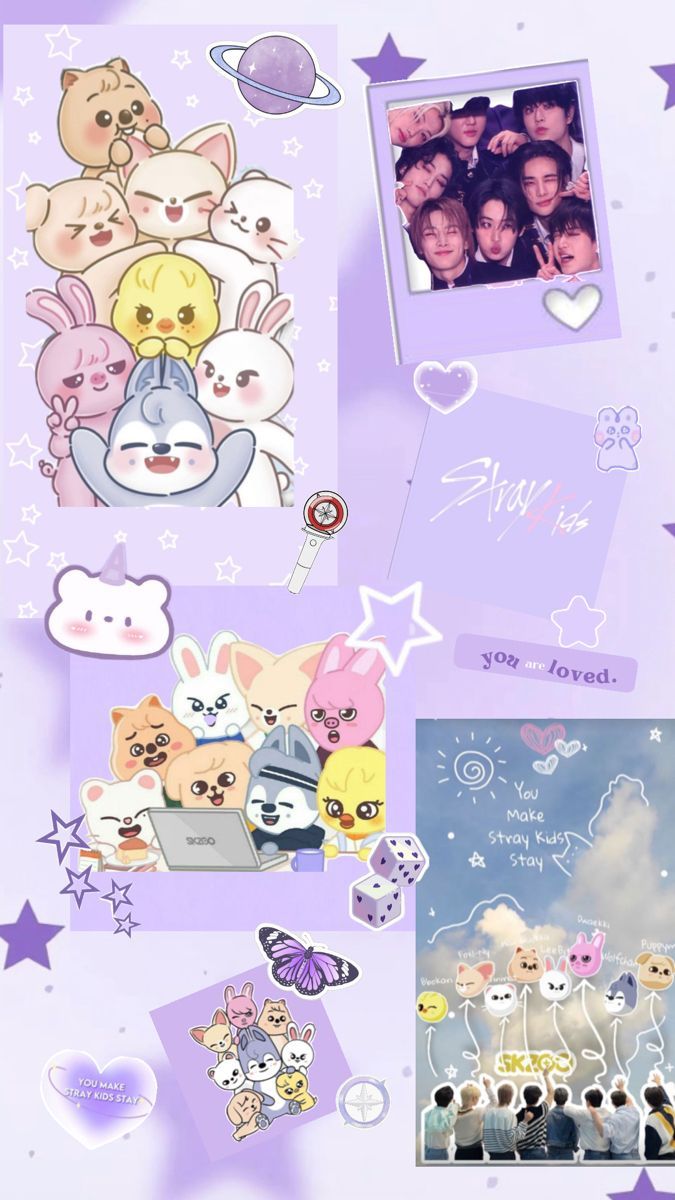 Stray kids purple wallpaper. Don't touch my phone wallpaper cute, Cool kpop wallpaper, Kids collage