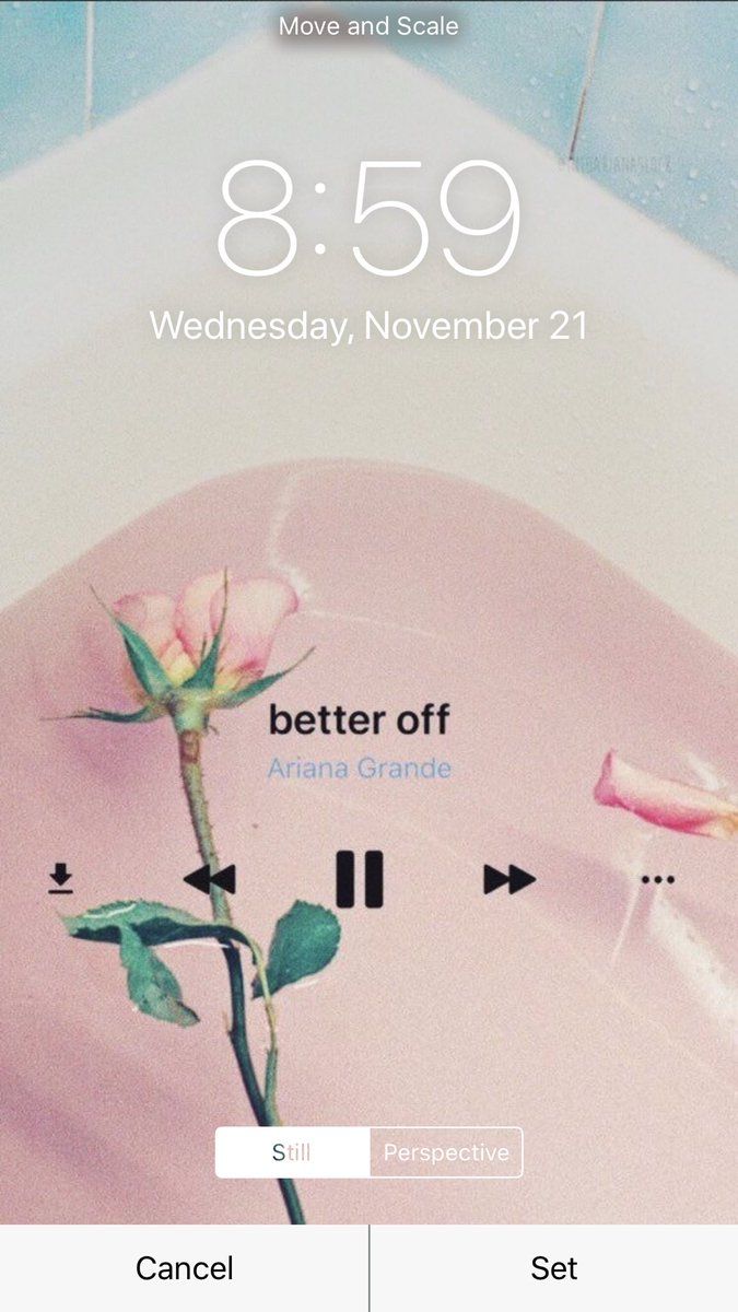 Screenshot of a phone lock screen with a rose and the words 