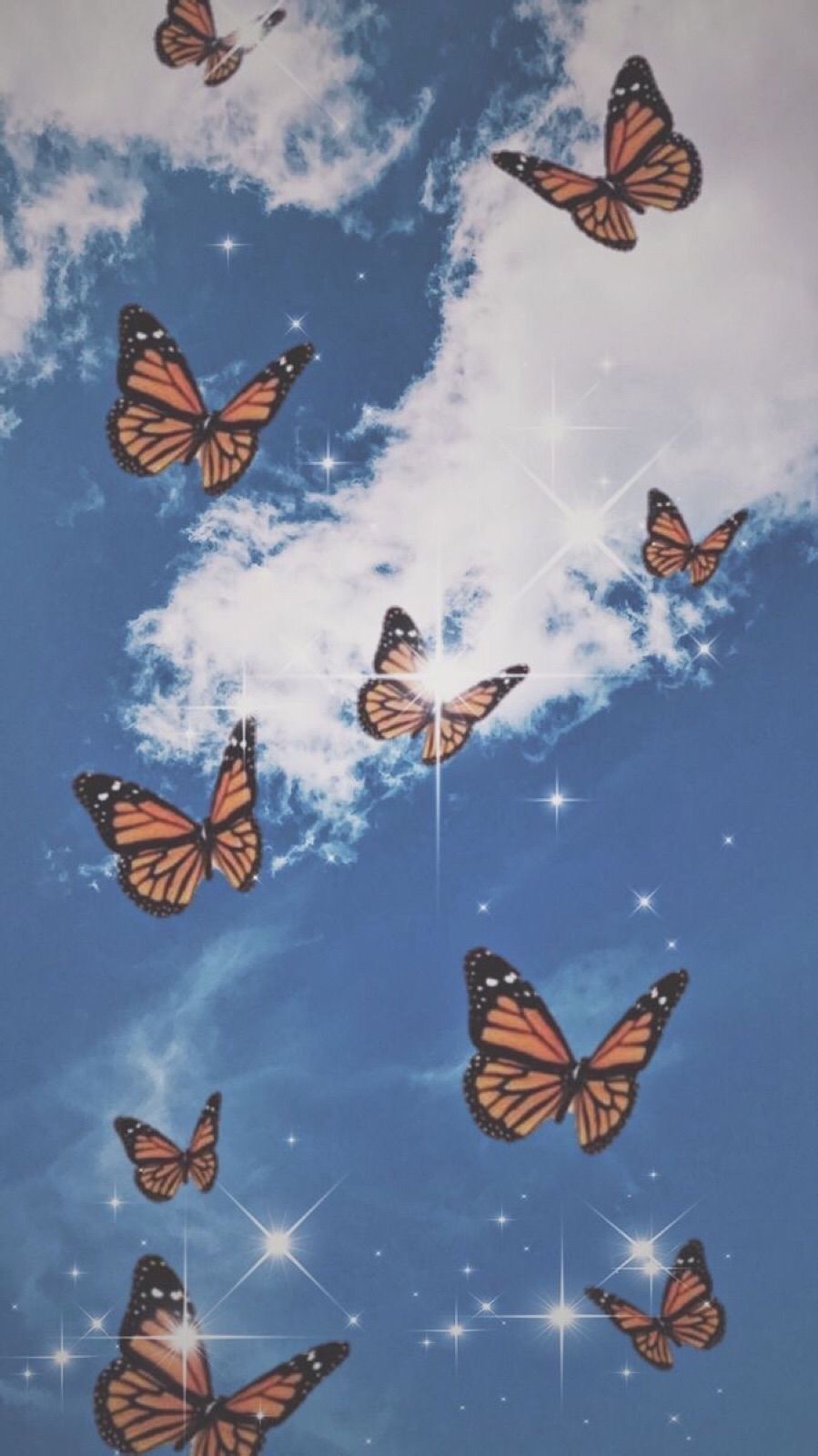 Aesthetic butterfly wallpaper for phone background - Ariana Grande, bling, butterfly, sky