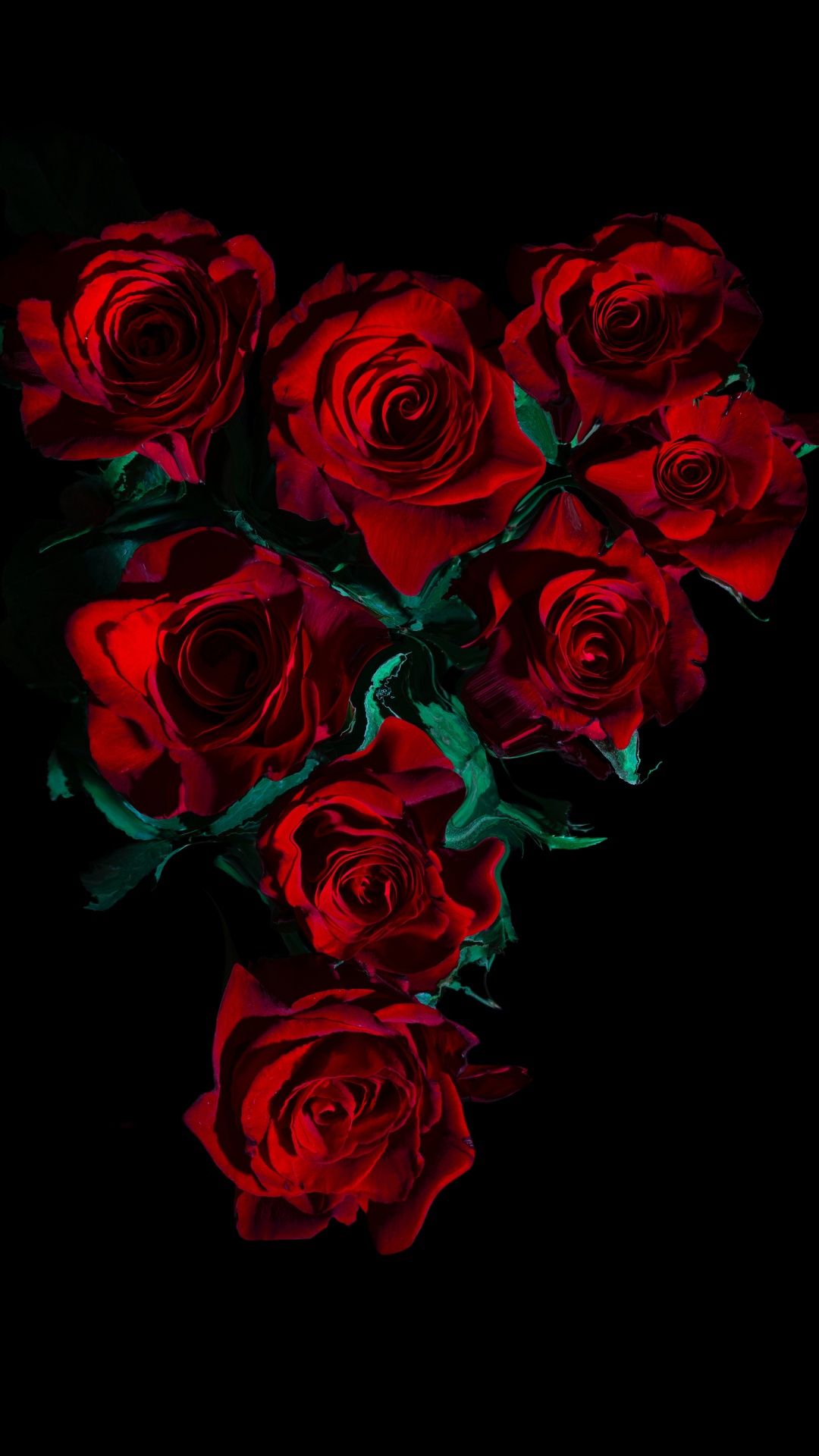 A group of red roses in the shape - Roses