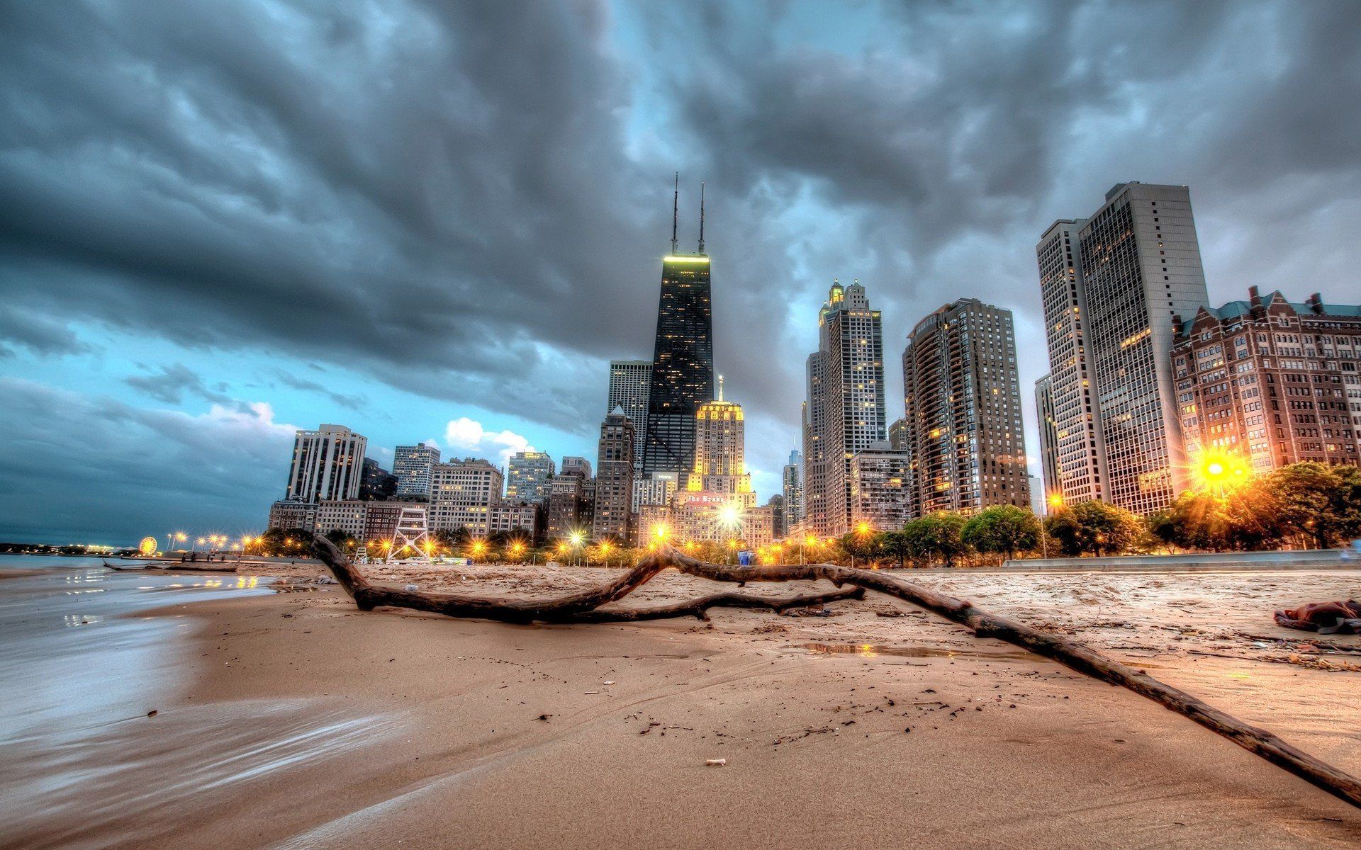The Chicago skyline is seen from Oak Street Beach. - Chicago