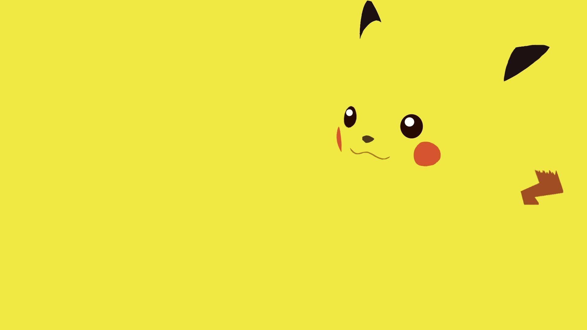 A yellow background with a picture of Pikachu from Pokemon - Pikachu
