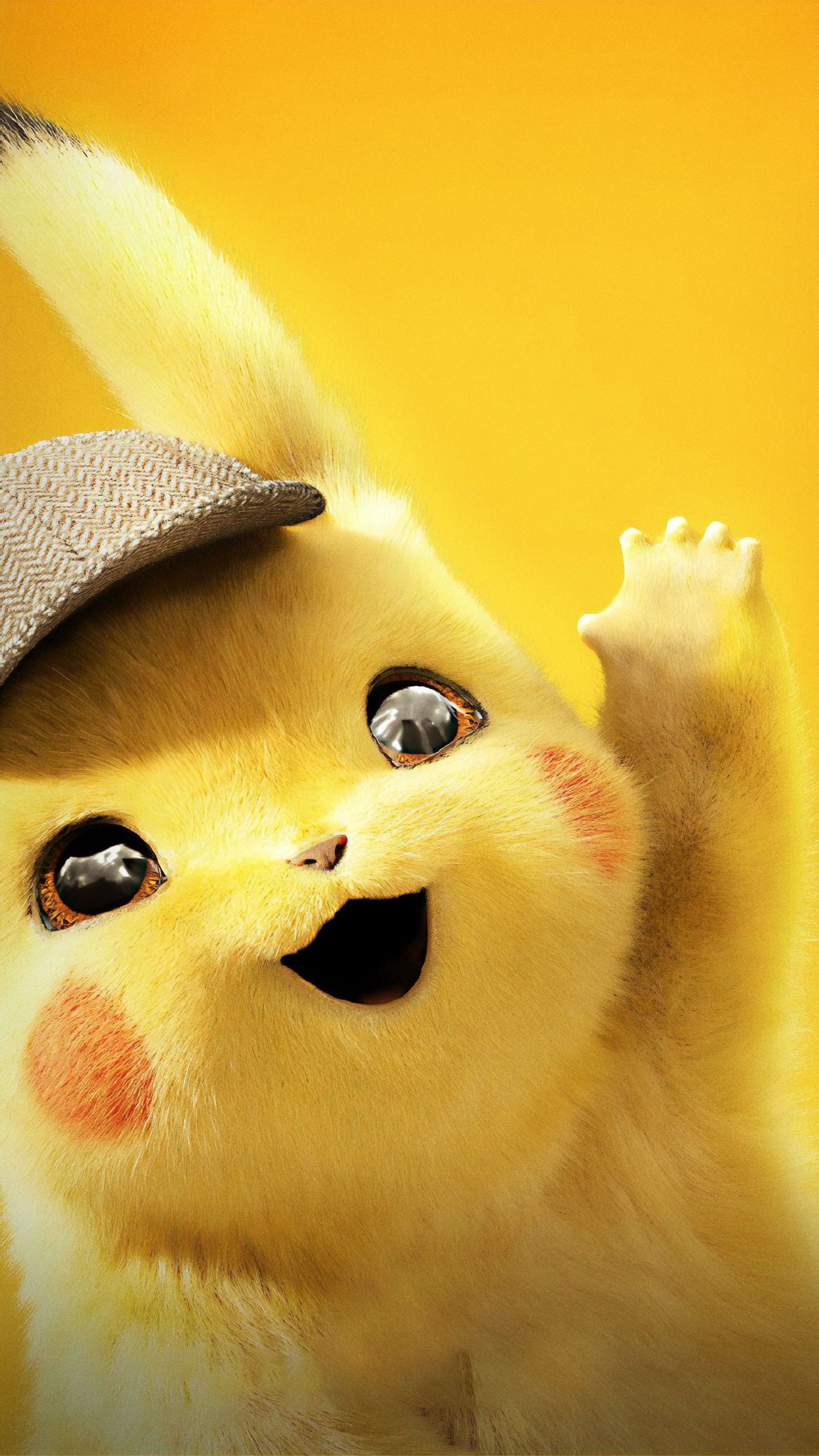 A yellow pikachu with hat and gloves - Pikachu
