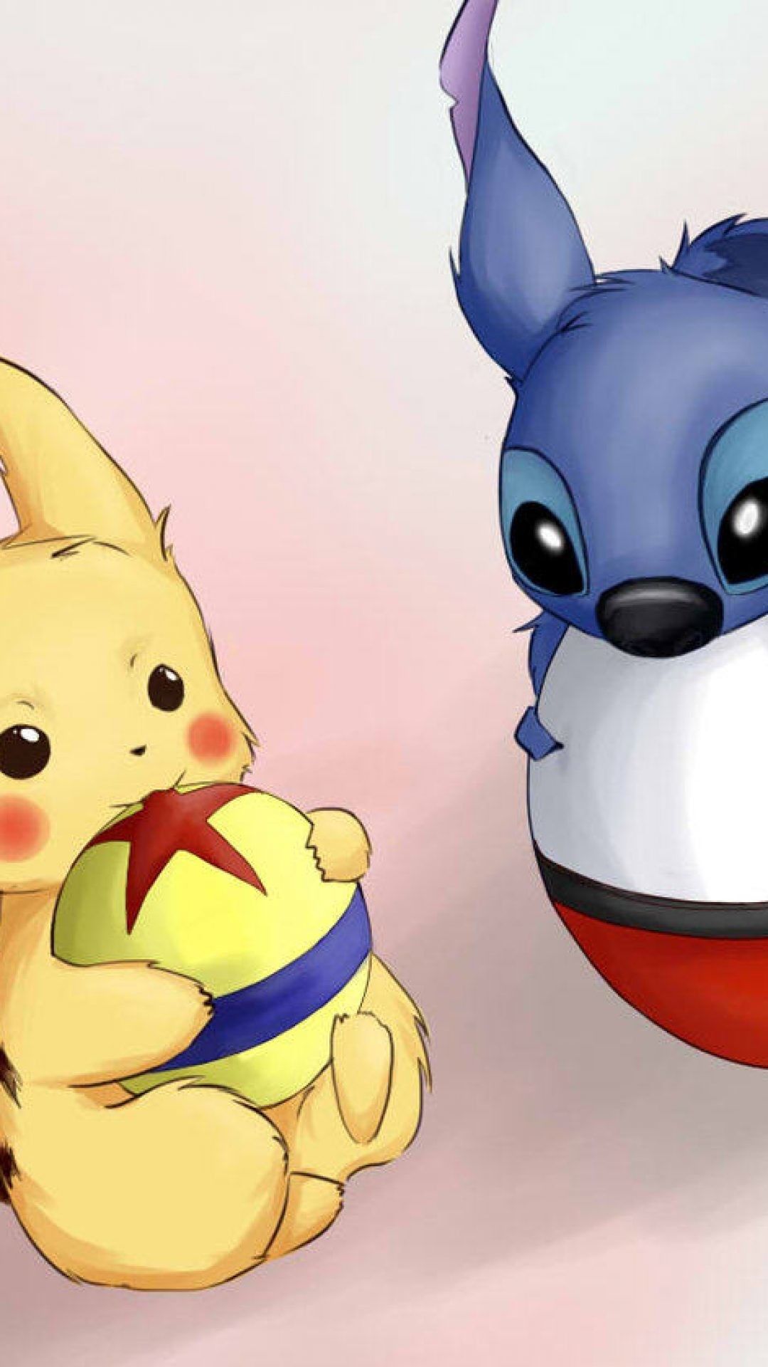 The pikachu and pokemon are playing with a ball - Pikachu