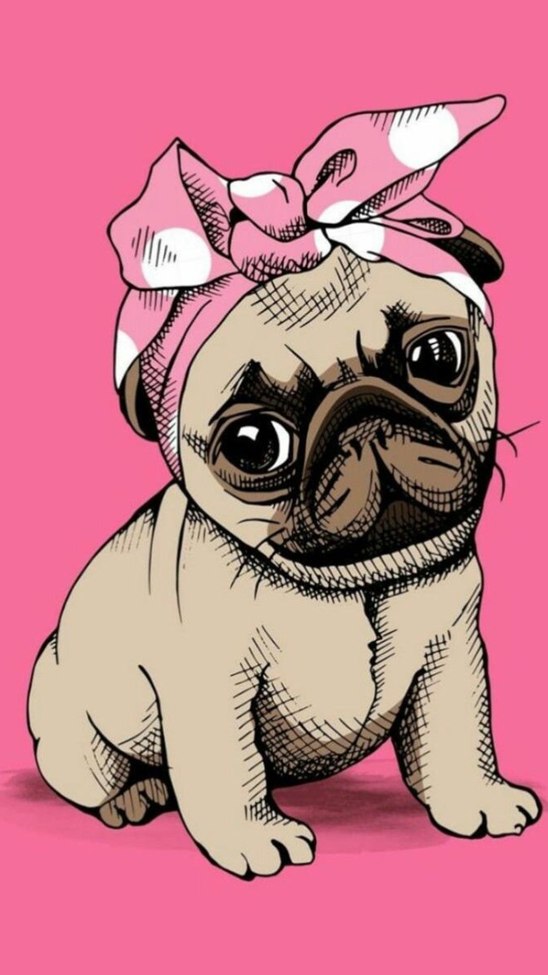 A pug with a pink bow on its head - Dog, puppy