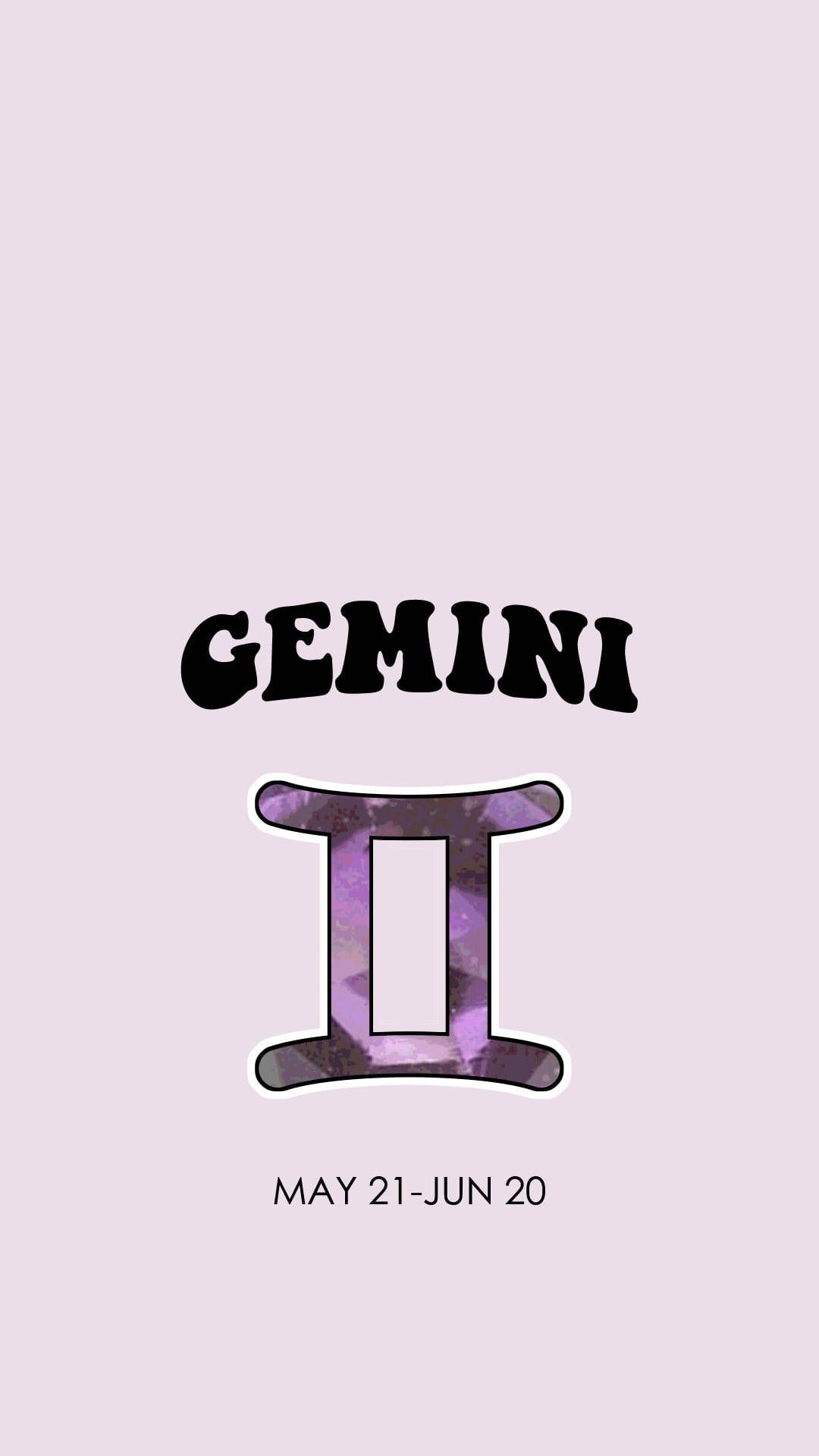 A purple and pink poster with the word gemini - Gemini