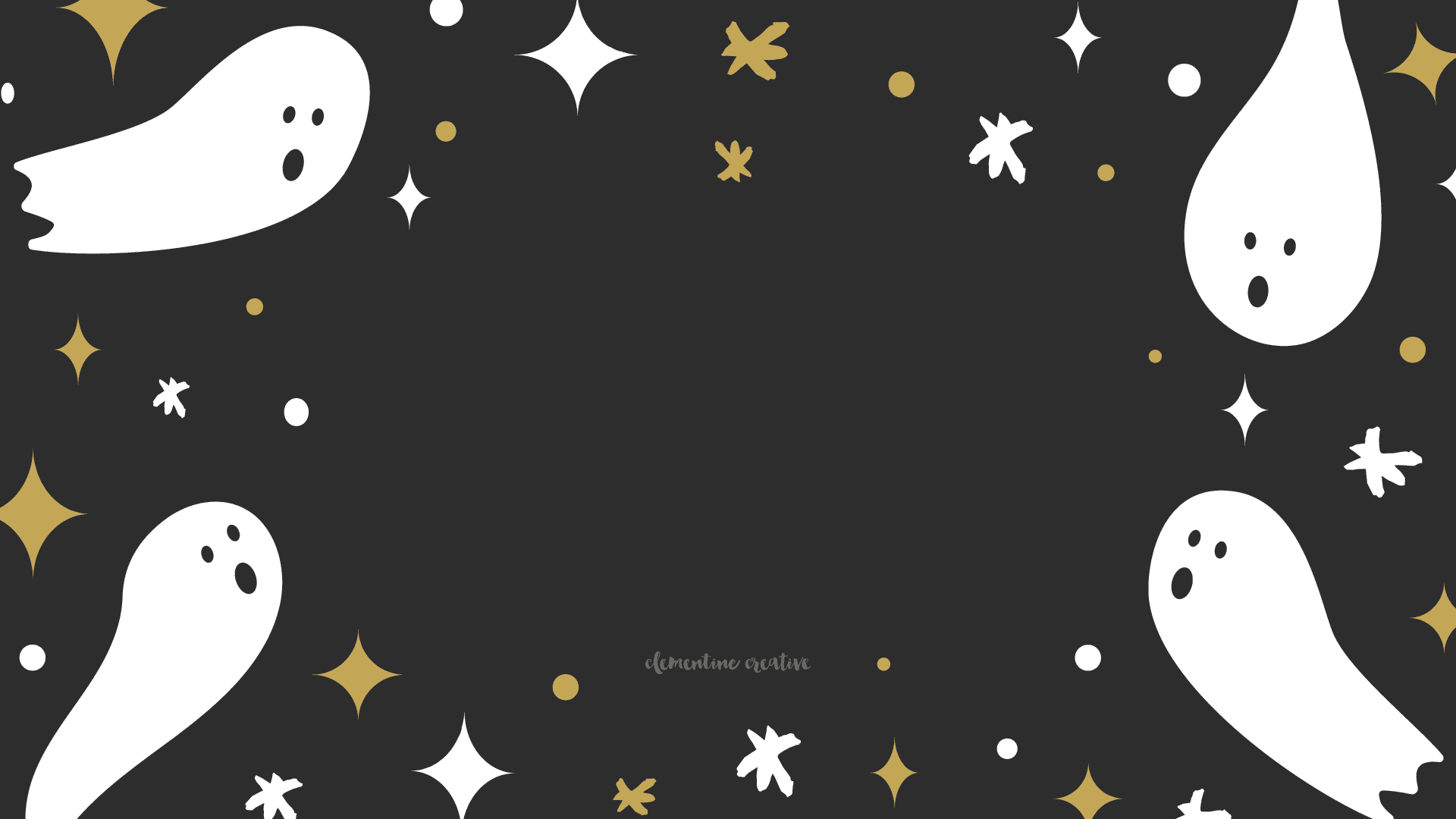 A black background with white ghosts and stars - Halloween desktop, Halloween, spooky