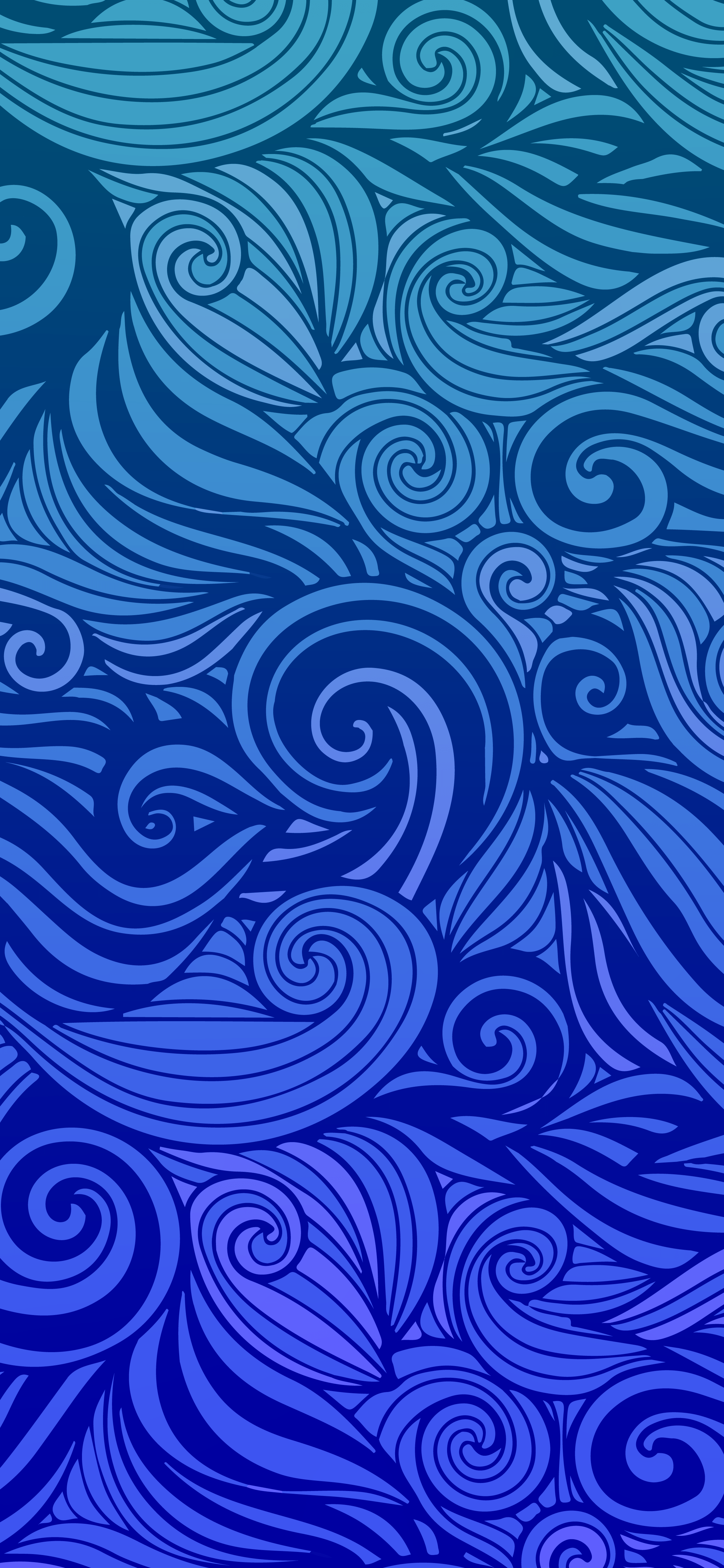 A blue and purple background with swirling waves - Pattern, blue