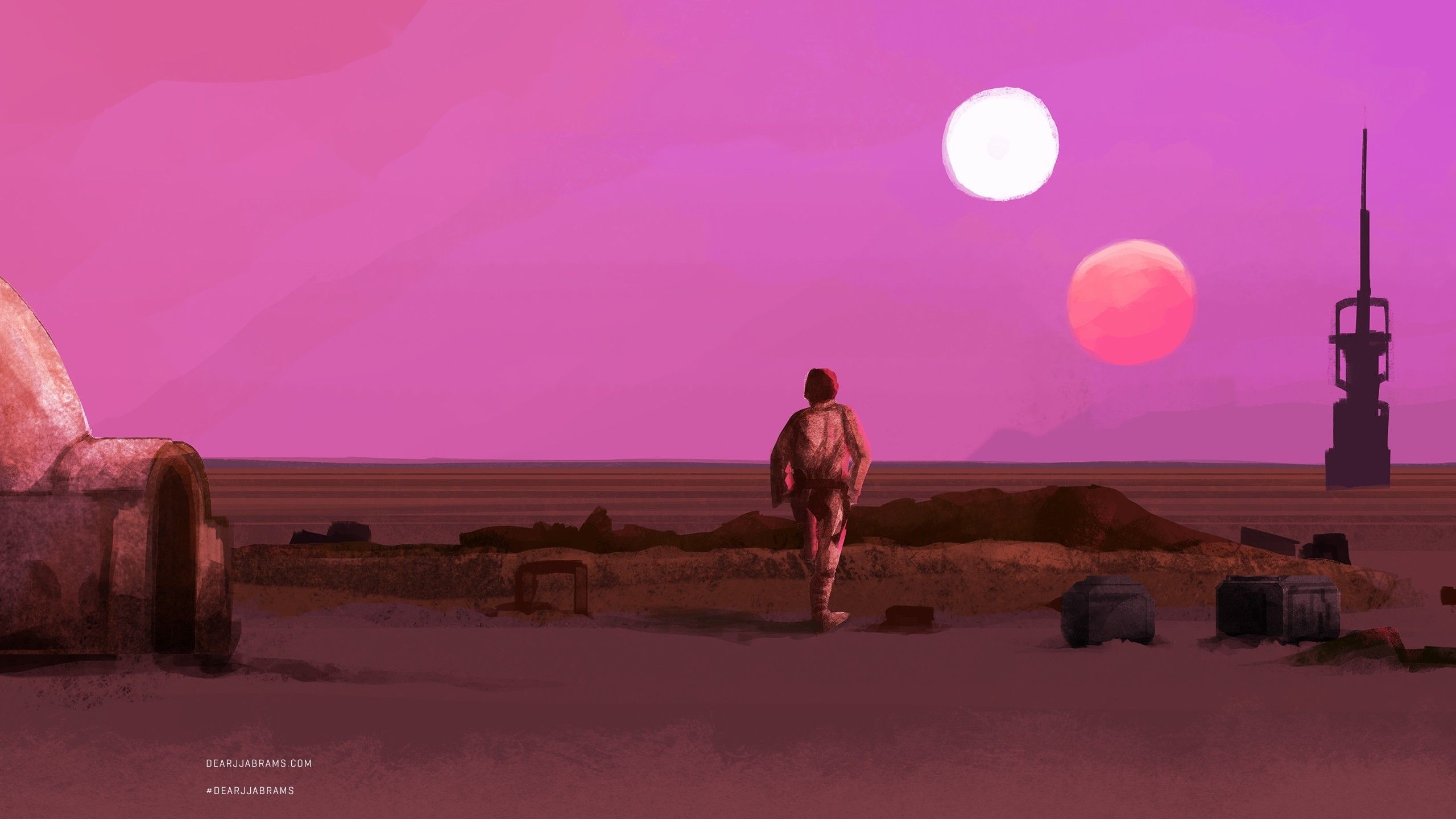 A man standing in the middle of an empty desert - Desktop, Star Wars, 2560x1440