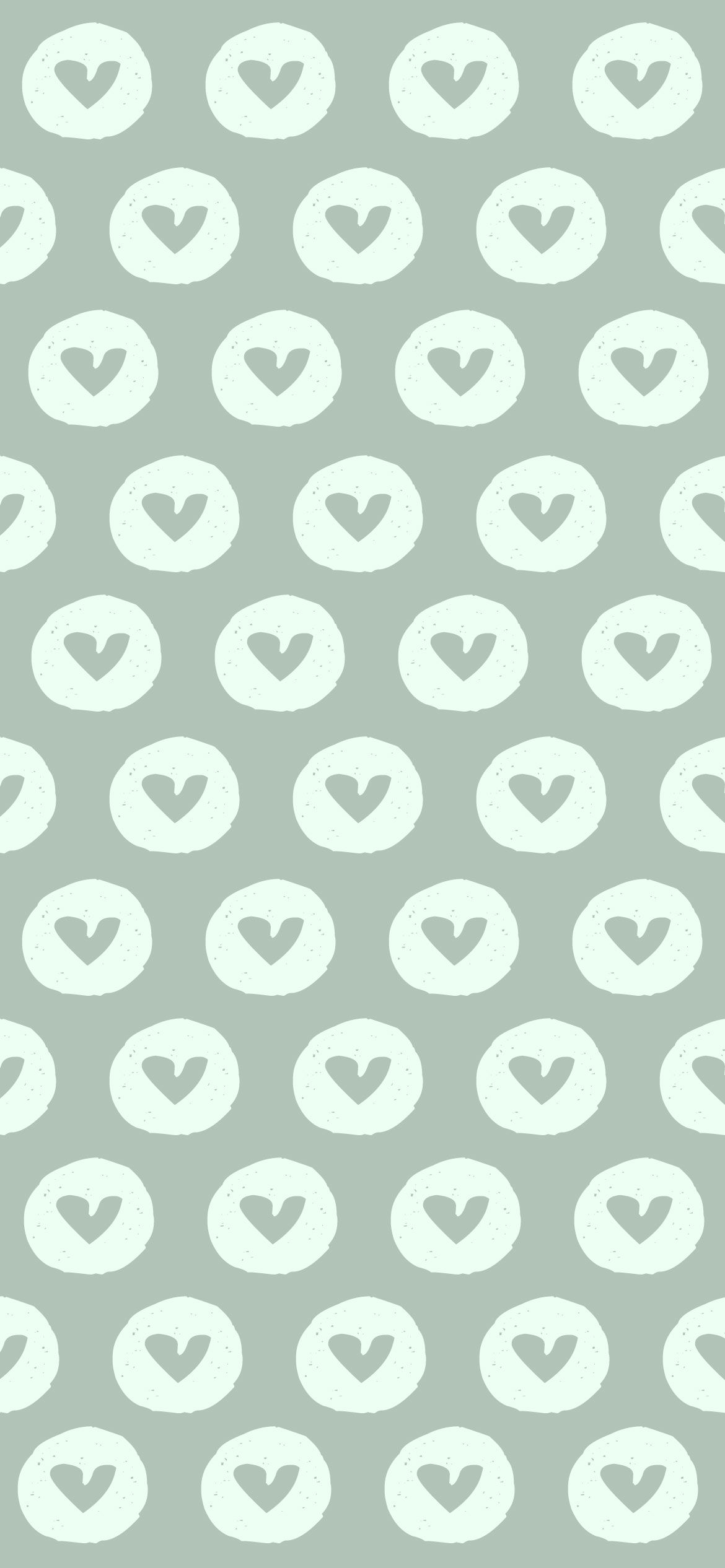 Green and white hearts pattern - Heart, minimalist, mint green, sage green, simple