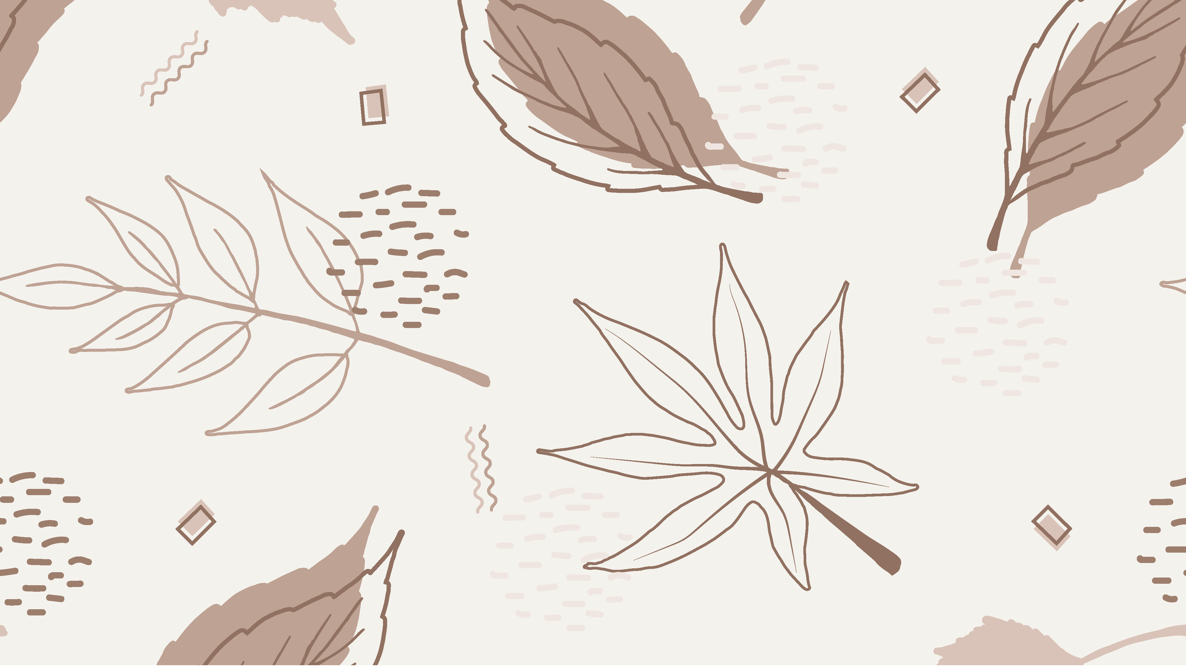 A pattern of leaves and dots on beige background - Desktop, computer