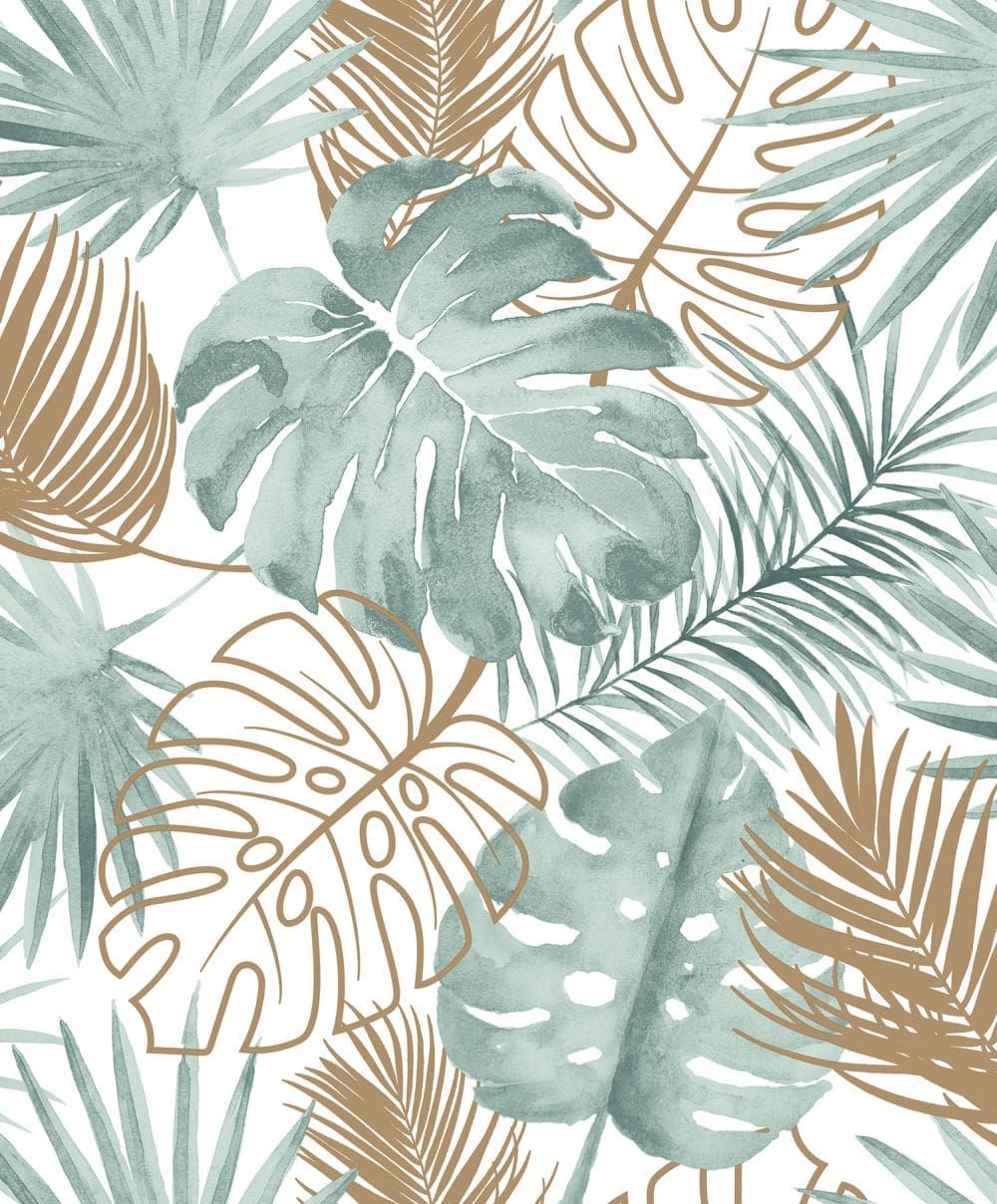 Tropical Leaves by Albany : Wallpaper Direct. Papier peint feuilles, Dessin jungle, Papier peint