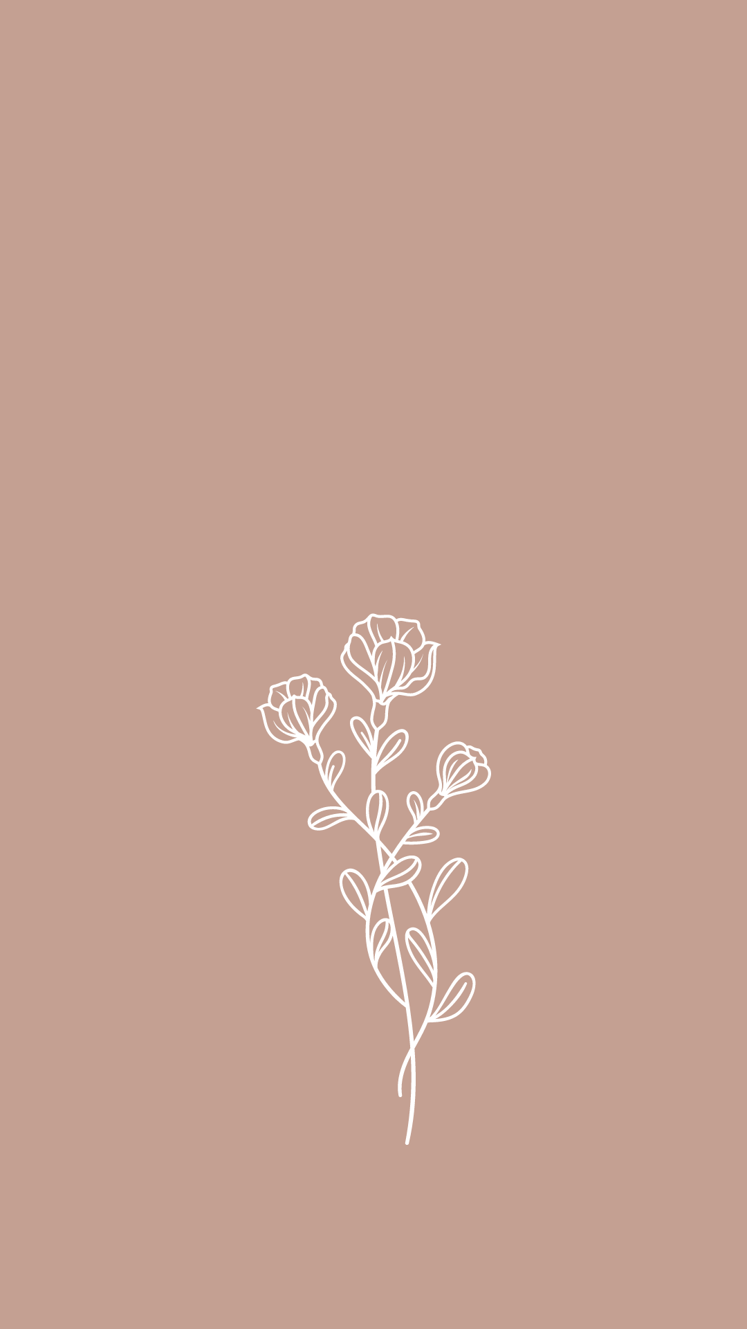 A simple floral design on brown background - Minimalist, phone