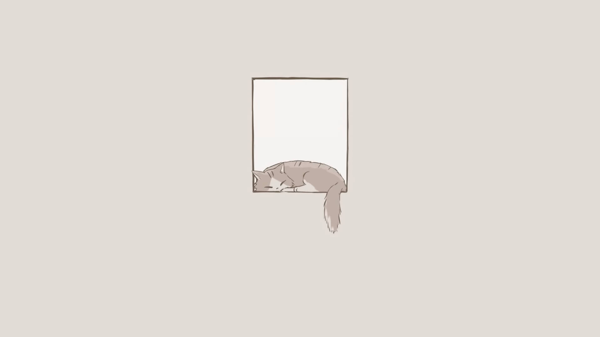 Minimalistic illustration of a cat in a window sill - Minimalist