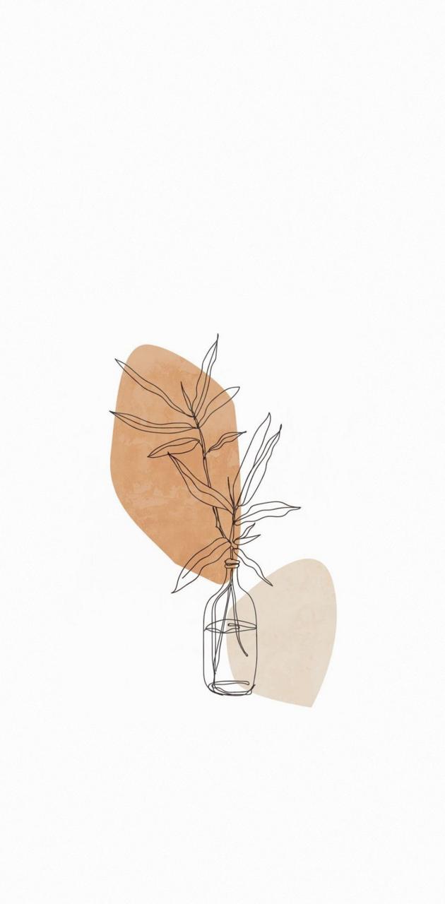 Minimalist artwork of a plant in a vase - Minimalist