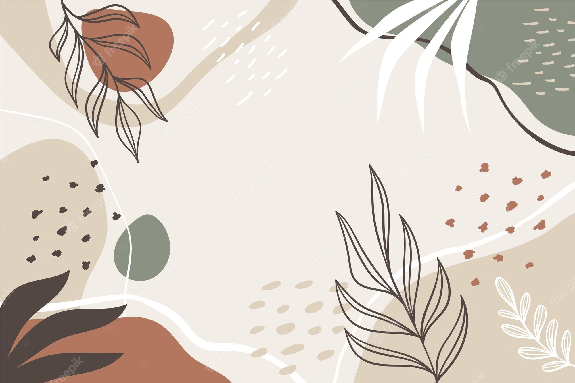 Aesthetic background with plant elements in brown and beige colors - Illustration, minimalist