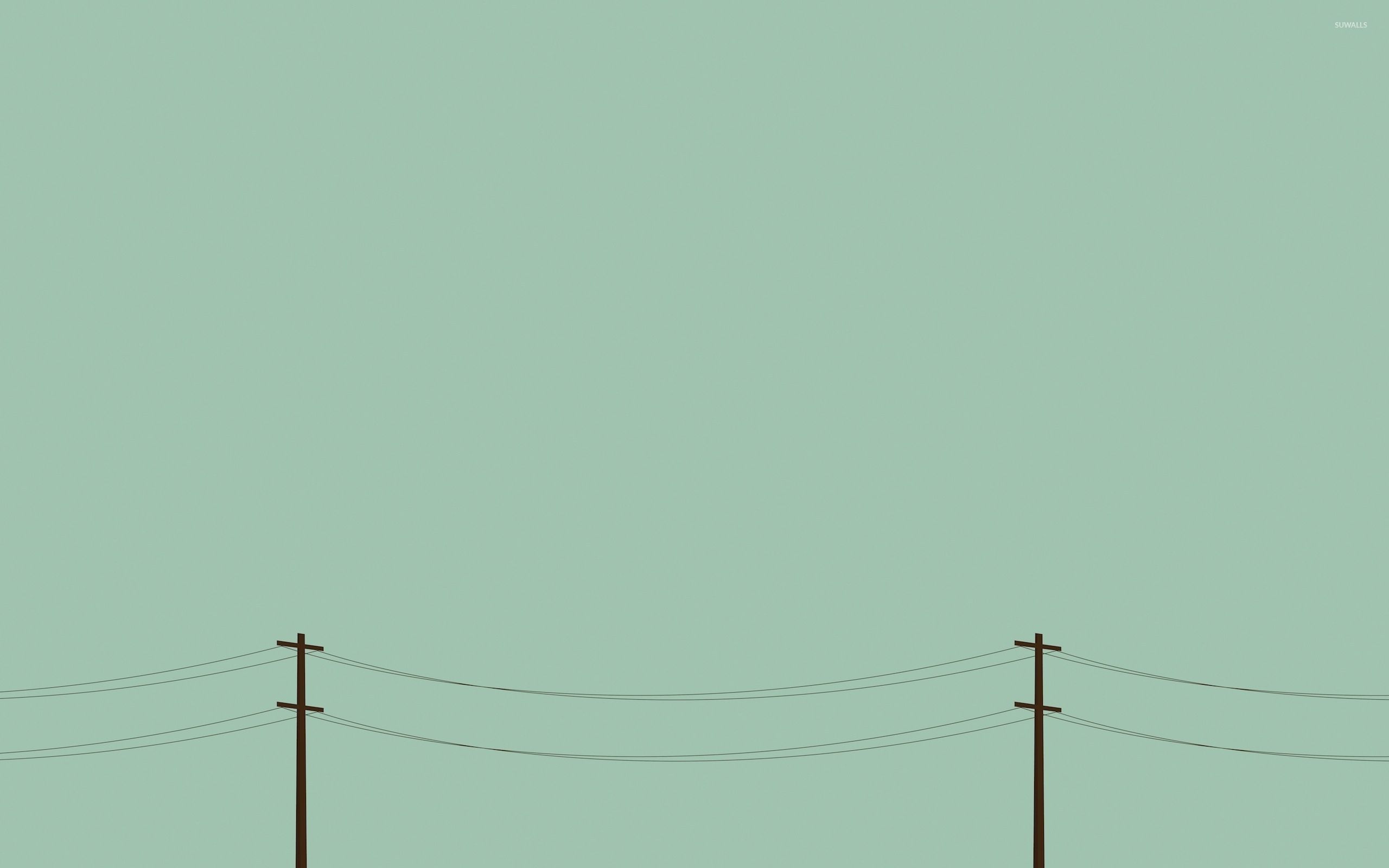 Two telephone poles on a green background - 2560x1600, sage green, minimalist